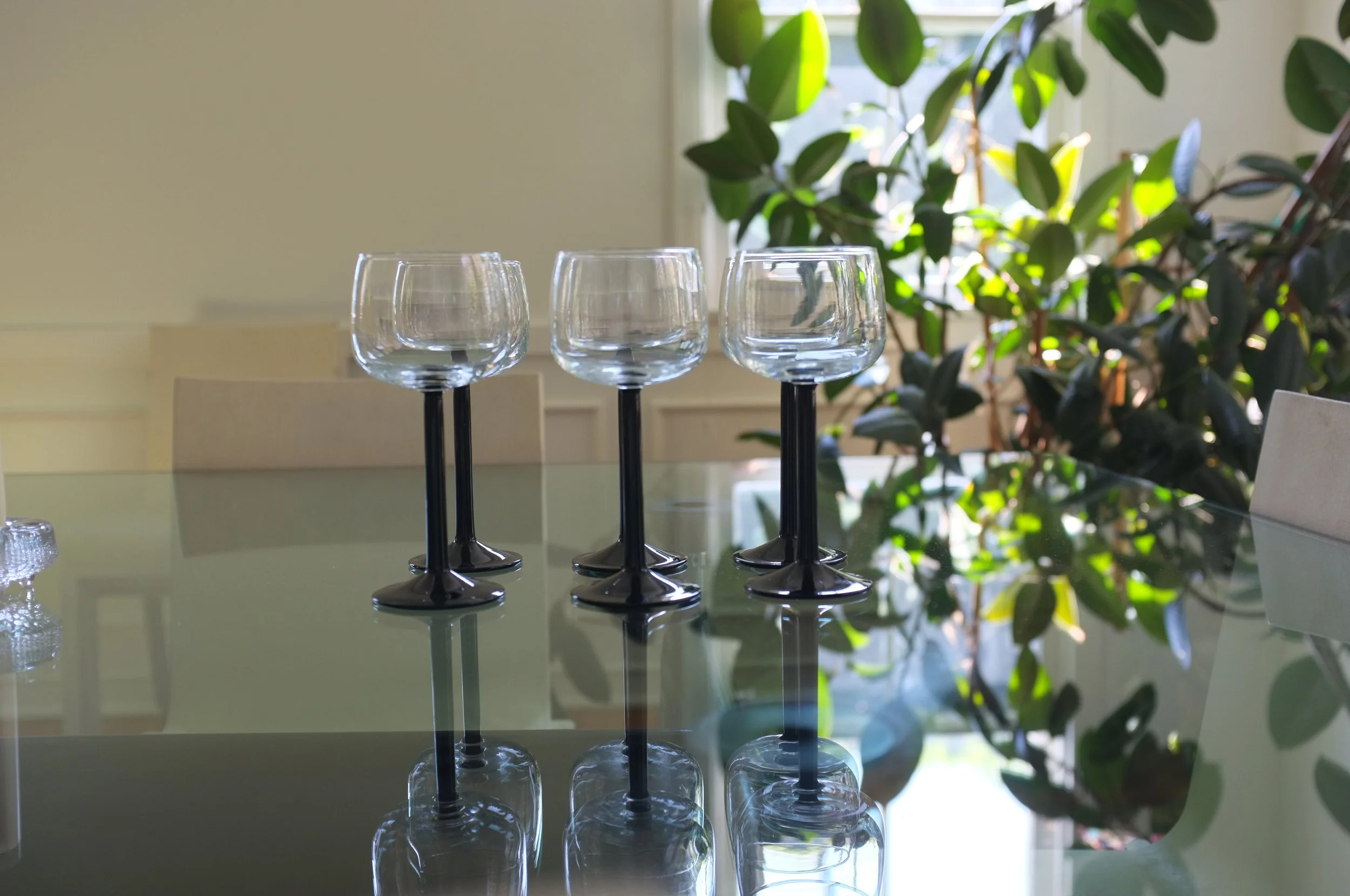 Vintage Luminarc Black Stem Rhine Wine Glasses  Bar Bruce
