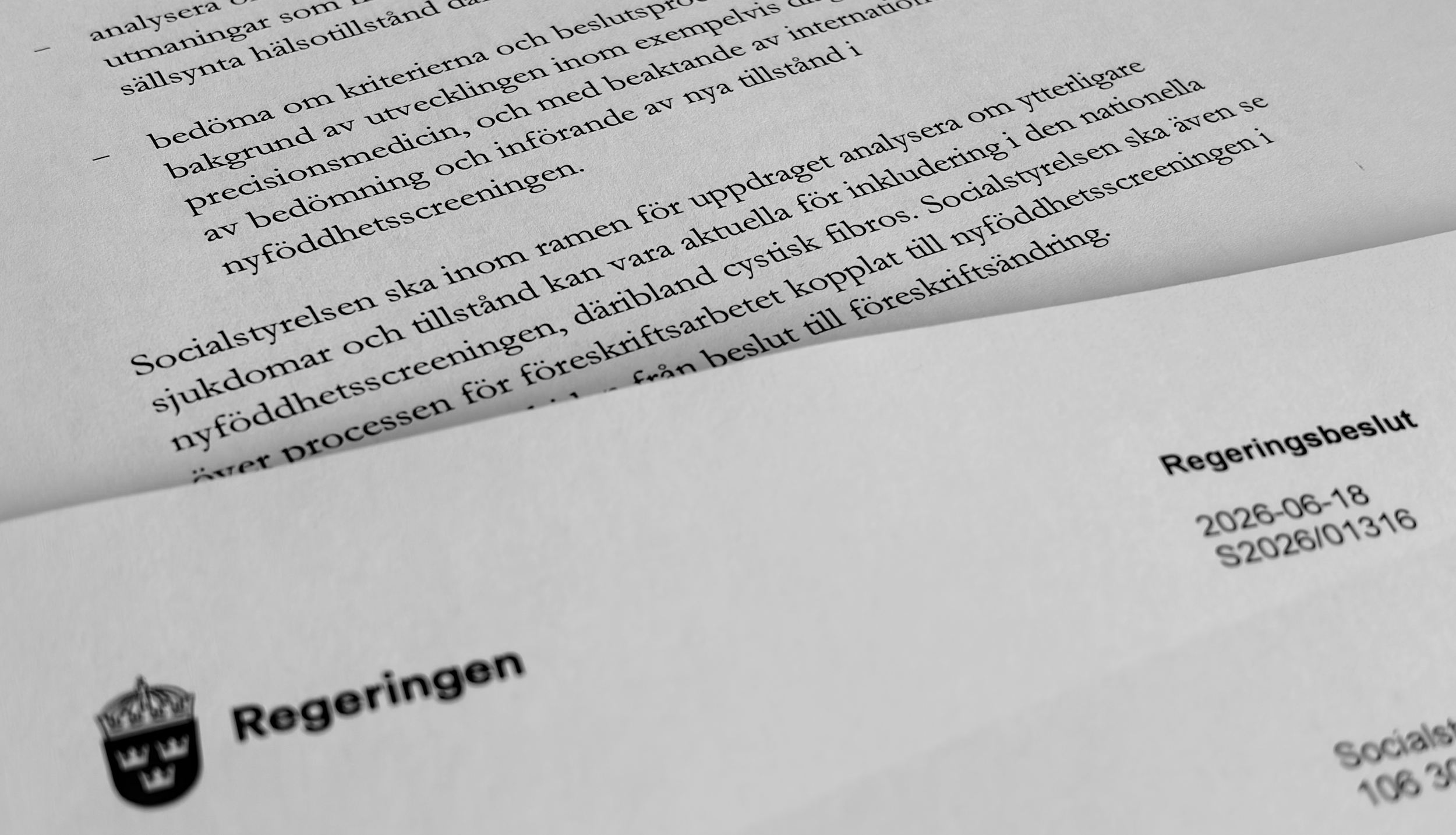 Regeringen ger Socialstyrelsen bakläxa om CF-screening