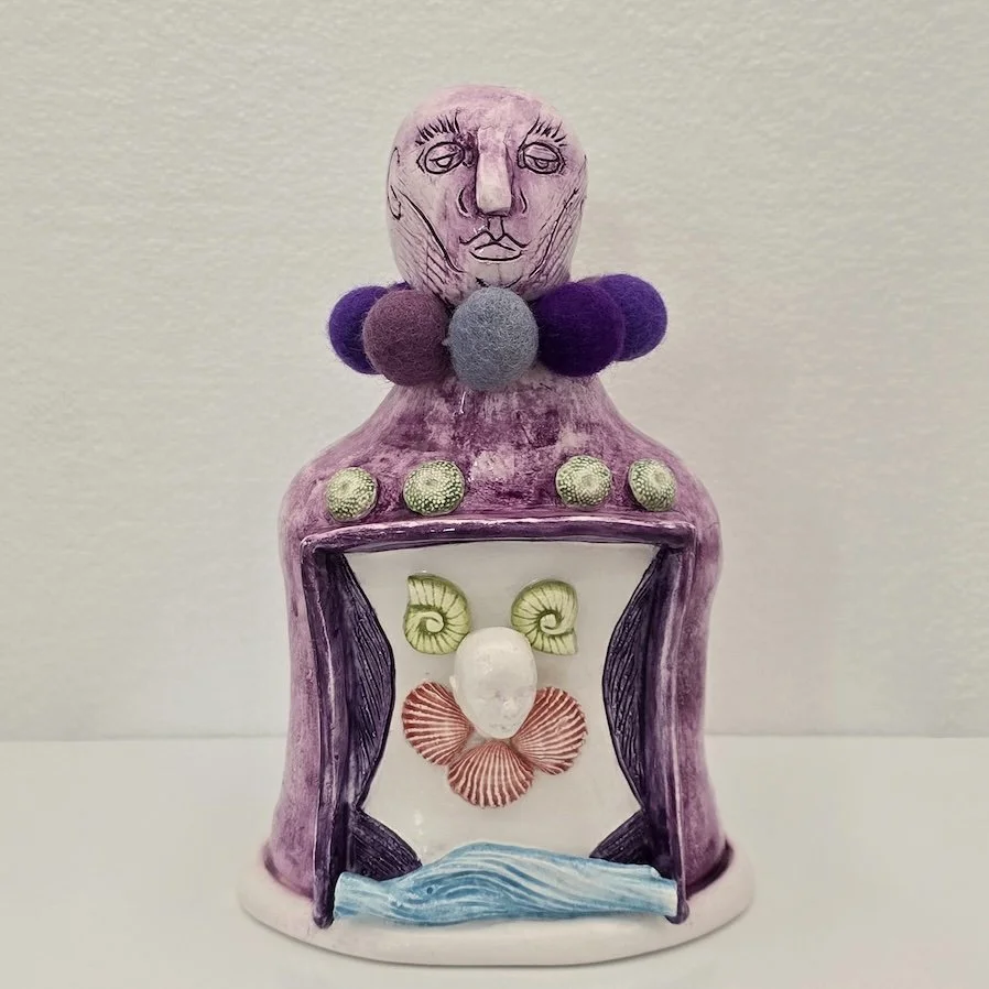 Water Spirit, 2025, 9 x 6 x 4 in., porcelain, cotton, wool, thread (front)