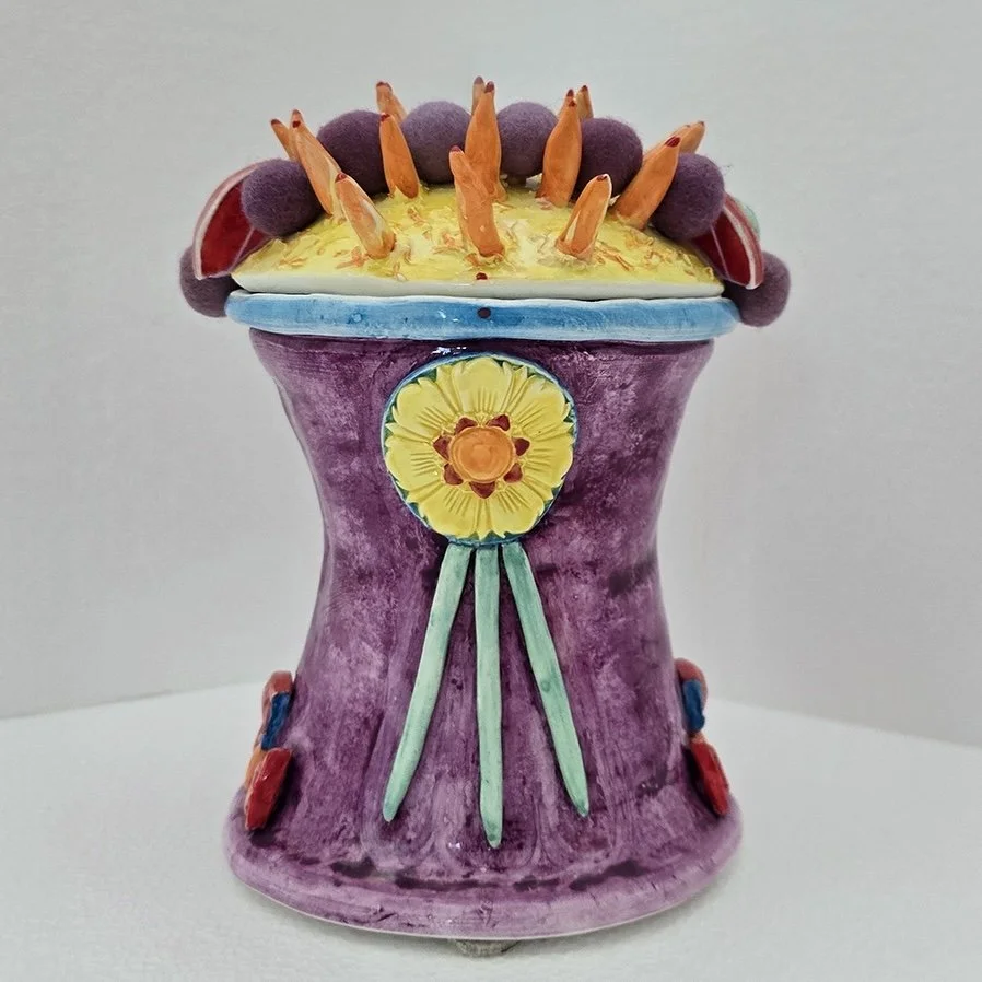 Fire Flower, 2025, 9.5 x 8 x 7 in., porcelain, cotton, wool