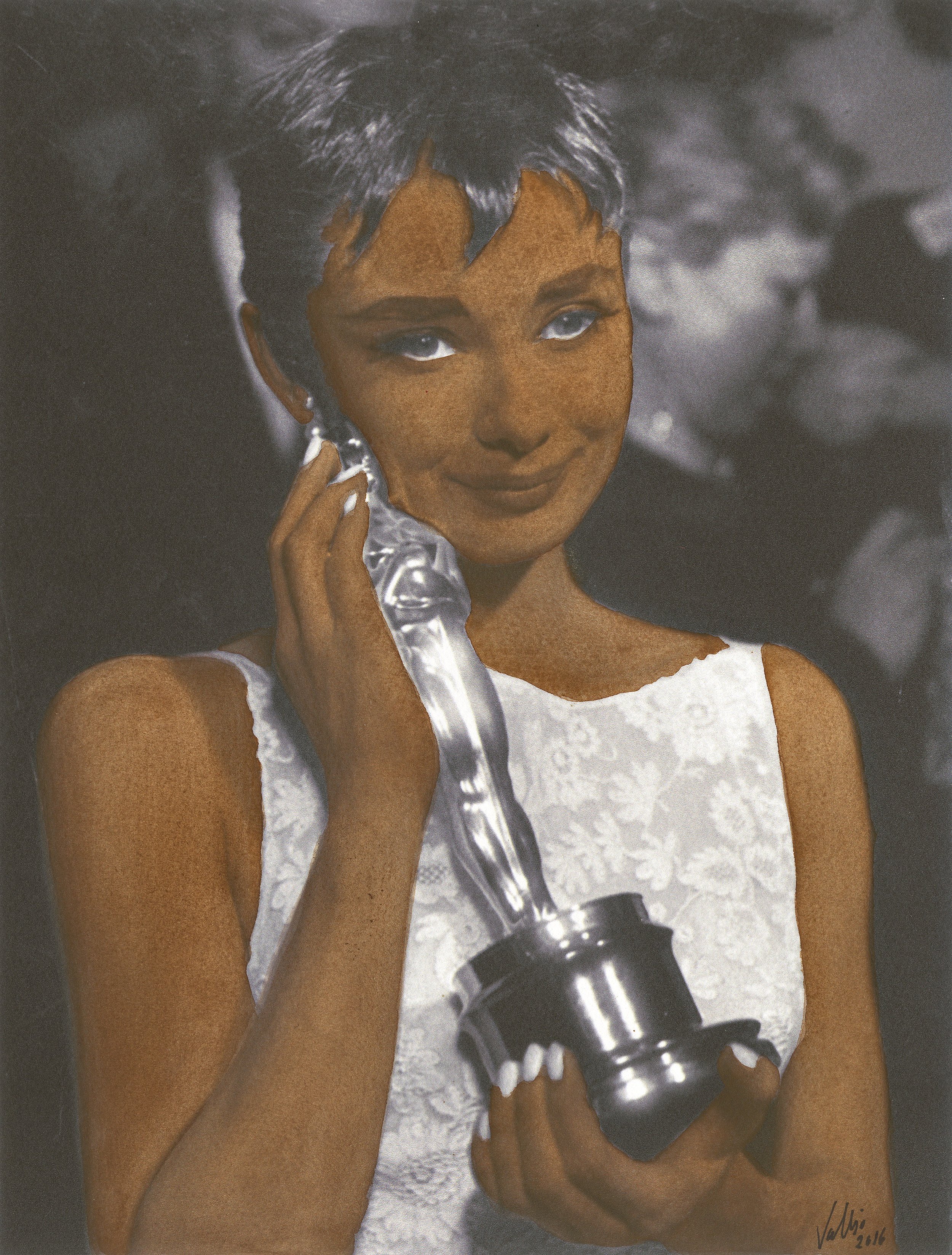Brown Oscars: Aurora Hernandez, 2016 | 11 x 8.5 in | gouache, photographic print, water color paper