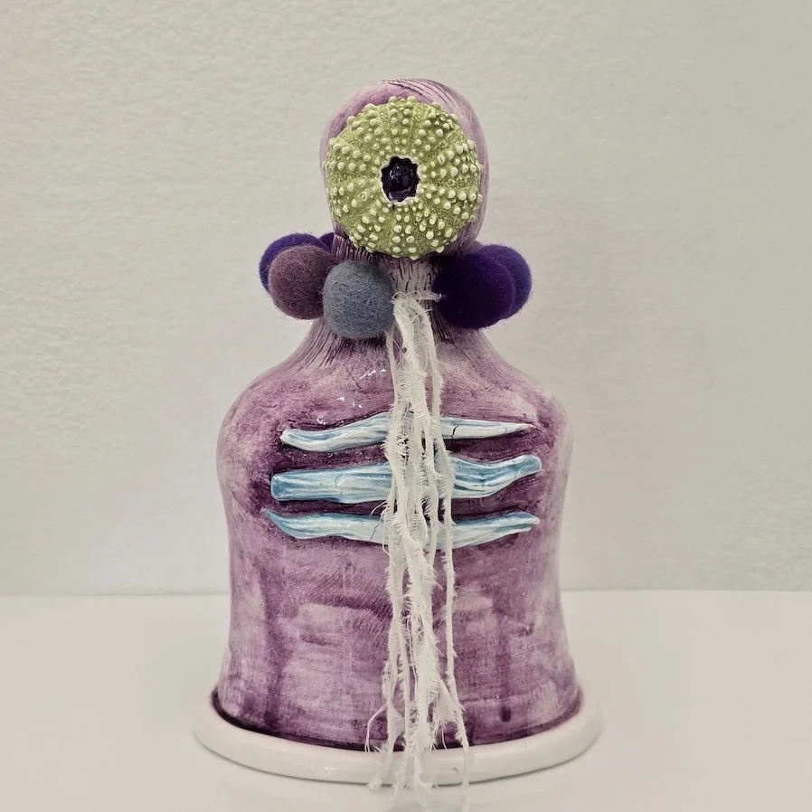 Water Spirit, 2025, 9 x 6 x 4 in., porcelain, cotton, wool, thread (back)