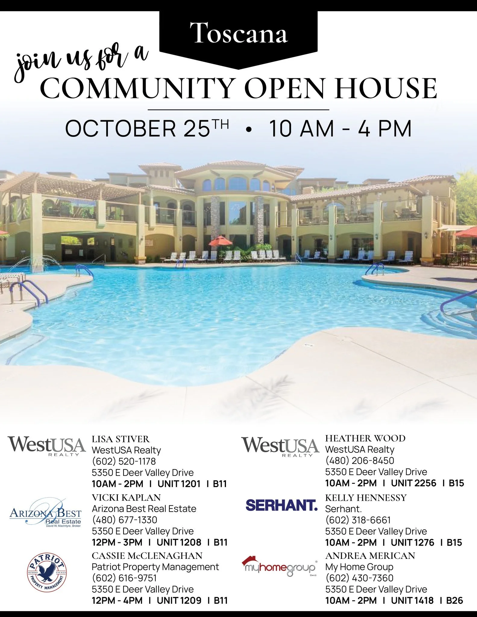 🏡✨ Open House at Toscana this Saturday! I&rsquo;ll be at Unit 1418 from 10 AM &ndash; 2 PM&mdash;come see why this Desert Ridge community is one of the most talked-about luxury spots in Phoenix.

Resort-style pools, a prime location, and beautiful h