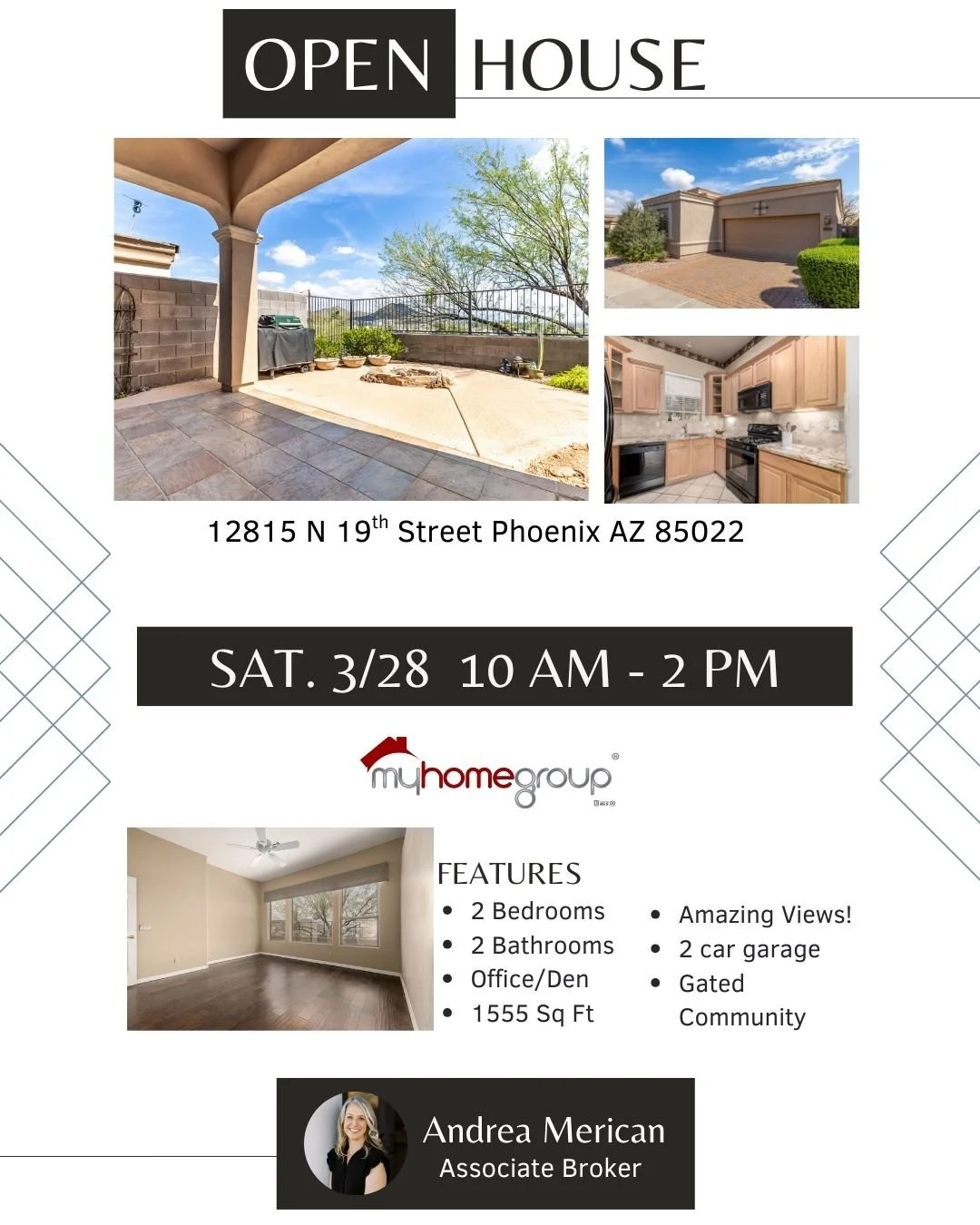 Open House This Saturday.

Join me Saturday 3/28 from 10 AM to 2 PM to tour this beautiful hilltop home with stunning mountain views in a gated community.

This original owner home features 2 bedrooms, 2 bathrooms, a flexible den, and a 2 car garage.