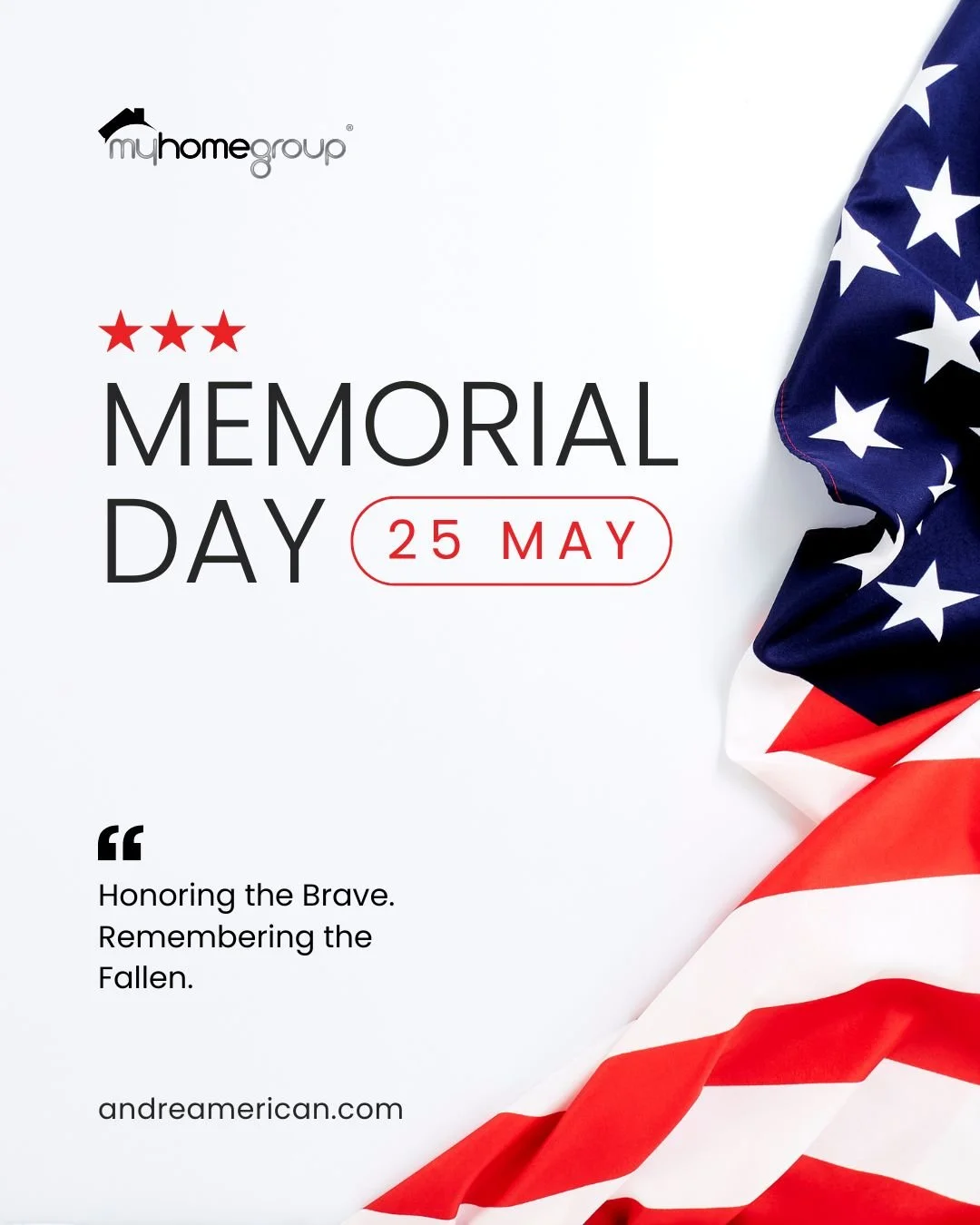 This Memorial Day, we pause to honor those who gave everything so we could call this place home. Grateful beyond words for their sacrifice. 🇺🇸

Wishing you a meaningful day with the people you love.

Andrea Merican | Associate Broker | My Home Grou