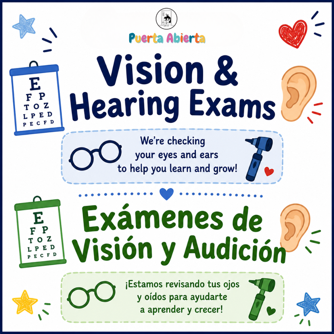 Vision & Hearing Exam / Exámenes de Visión y Audición