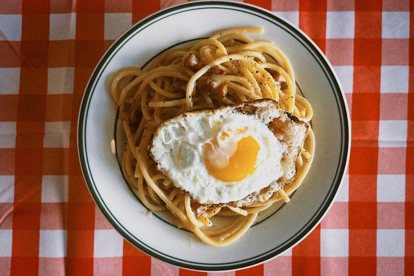 Pasta Gricia #velma #restaurant #brunch #weekends #saturday #sunday #pastagricia #crispyegg #pasta #bucatini #pancheta #romano #italianamerican #queens #nyc #ridgewood