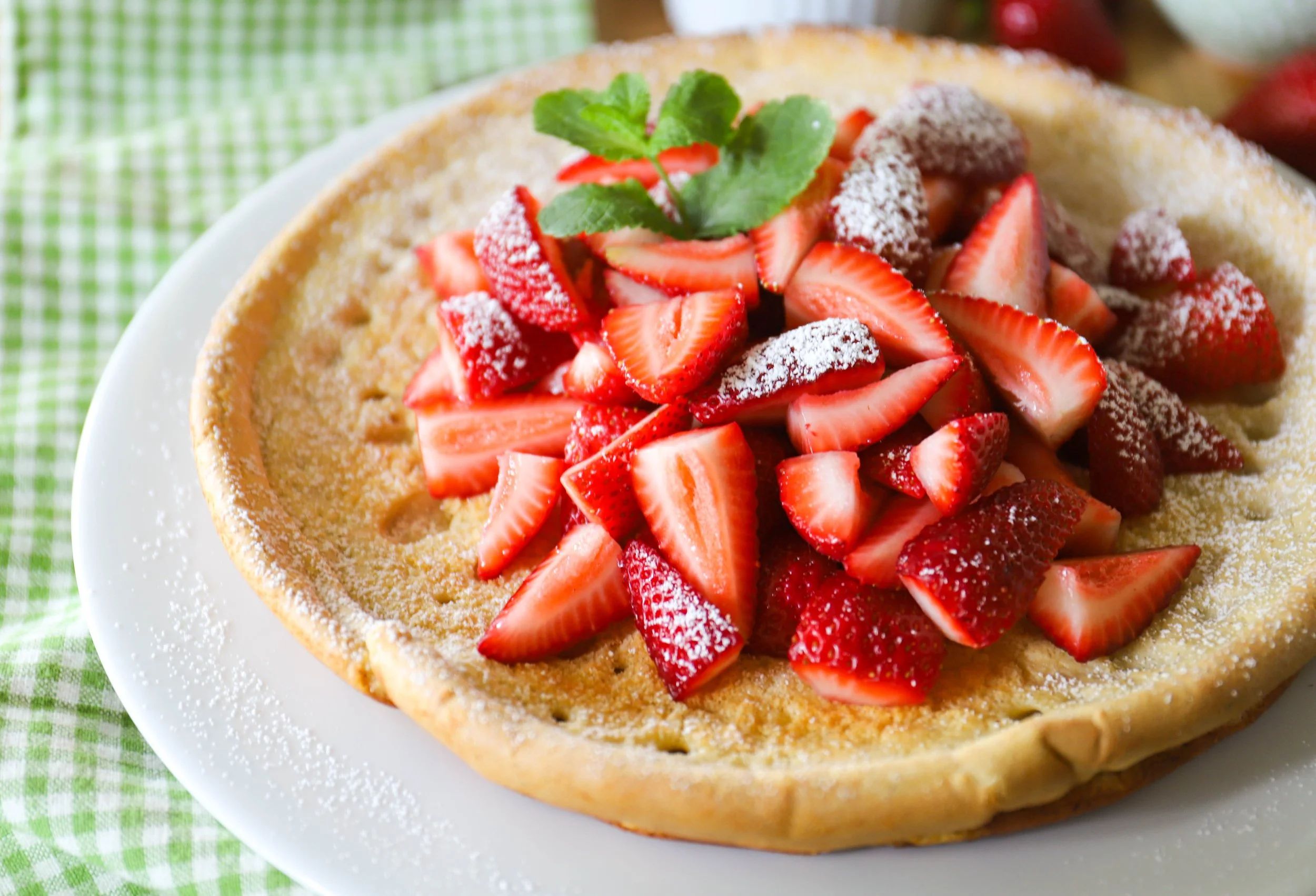 Strawberry Dutch Baby Pancake — Organic Milk Neutral Milk