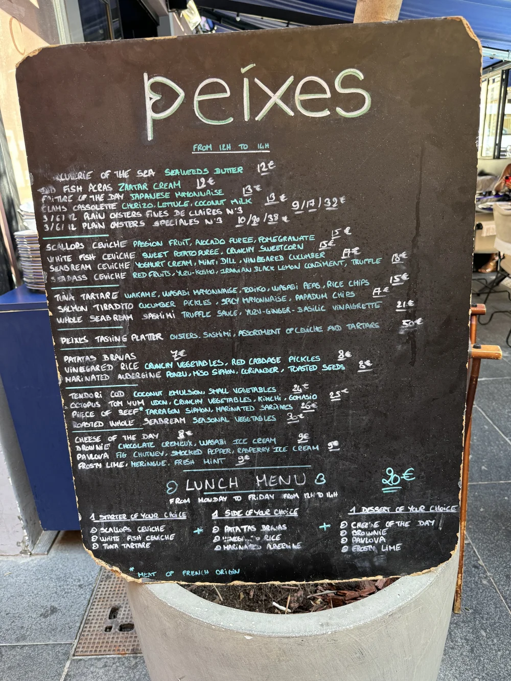 Peixes Menu