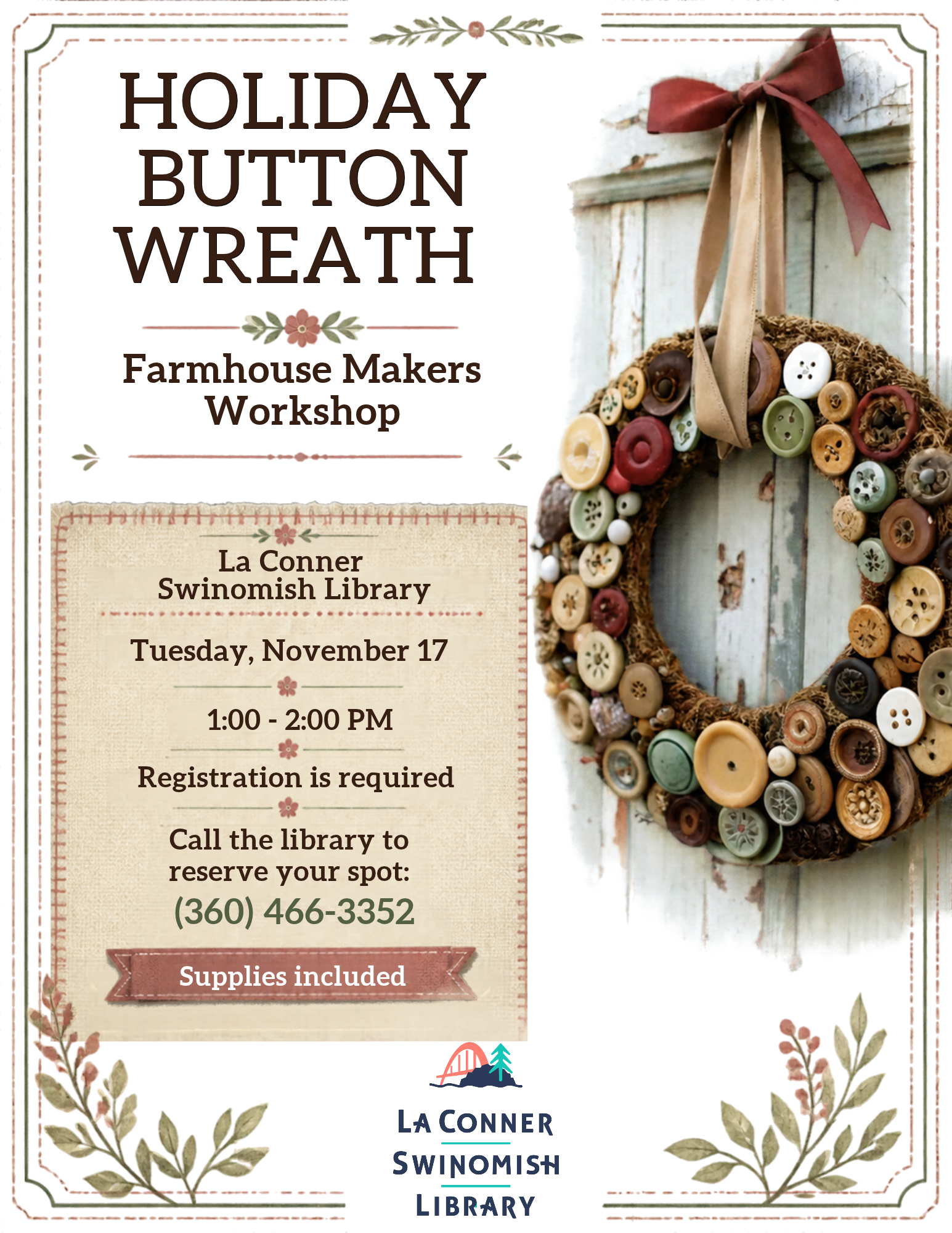 Holiday Button Wreath Workshop