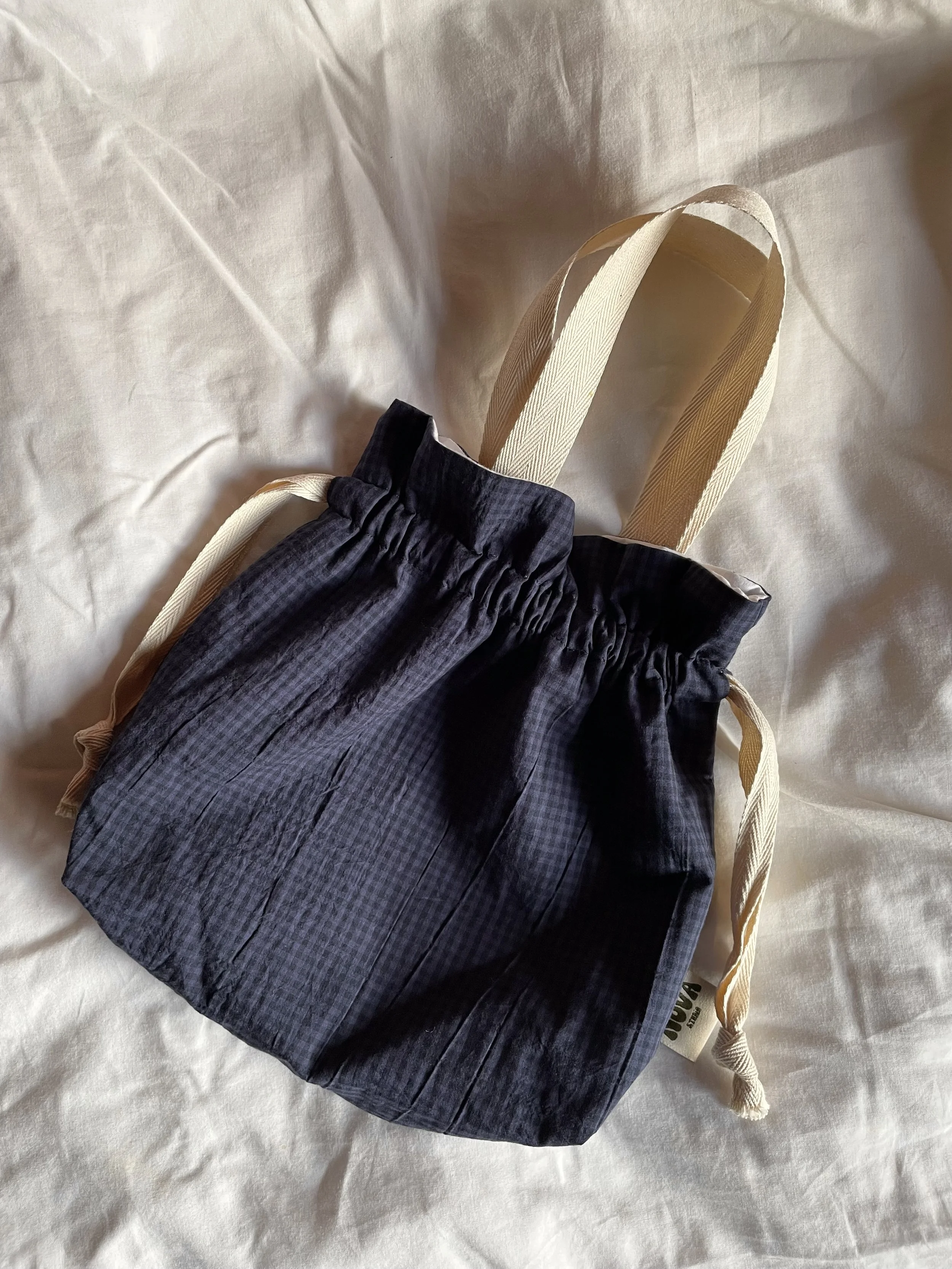 Navy Gingham Little Bag