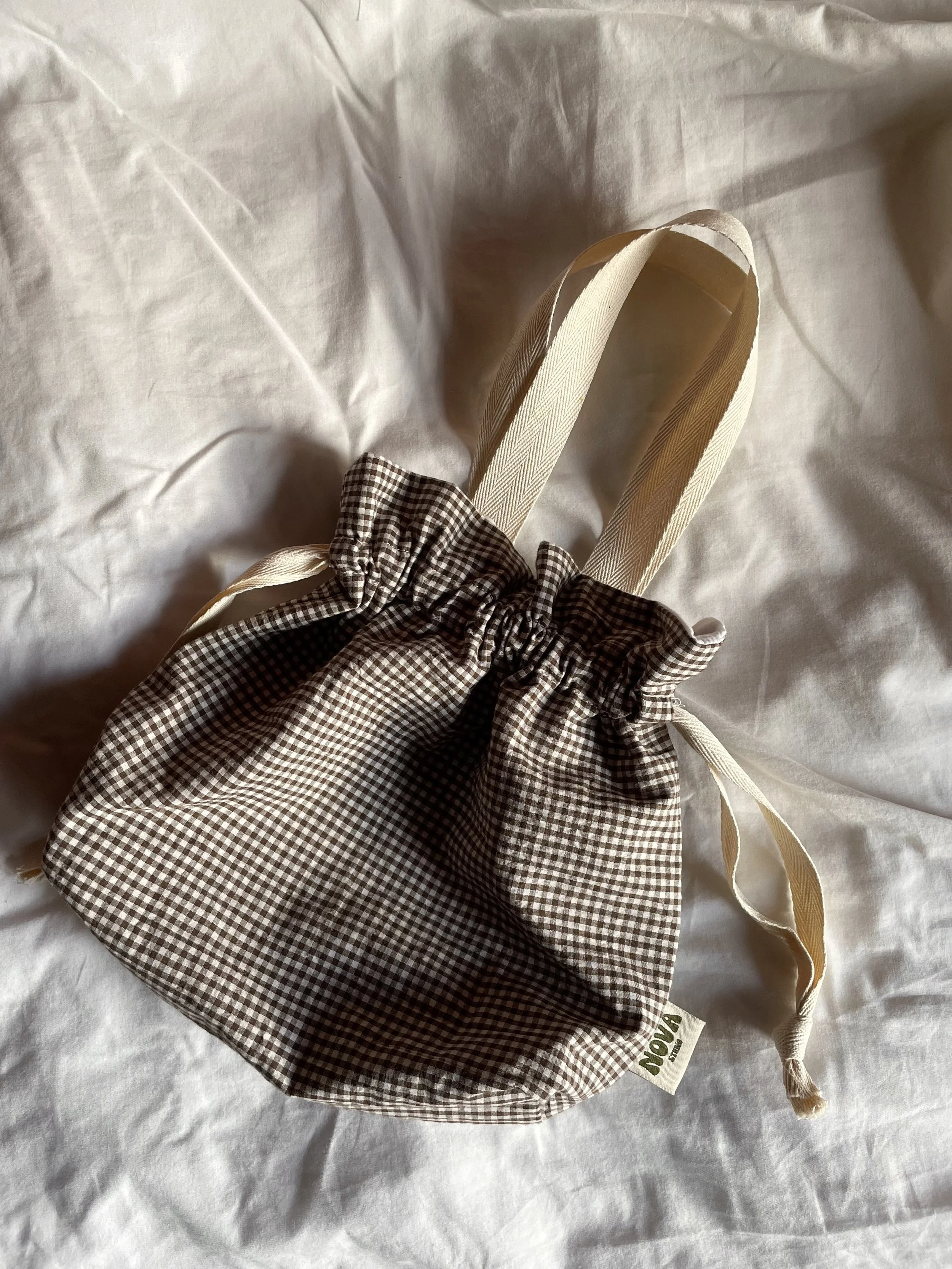 Brown Gingham Little Bag