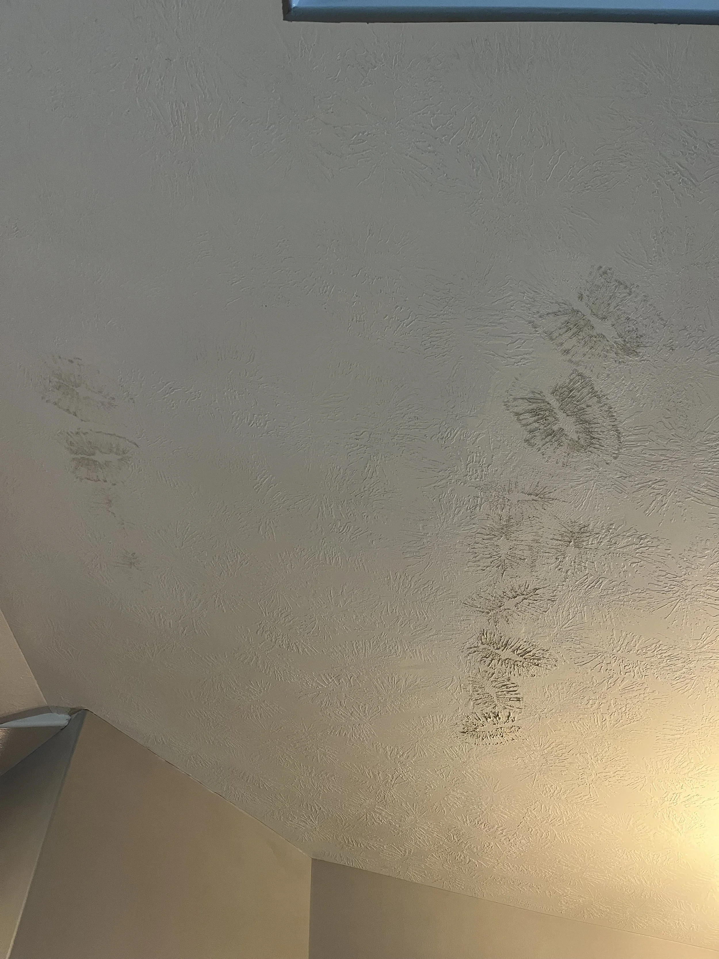 Ceiling with shoeprints and light bulbs