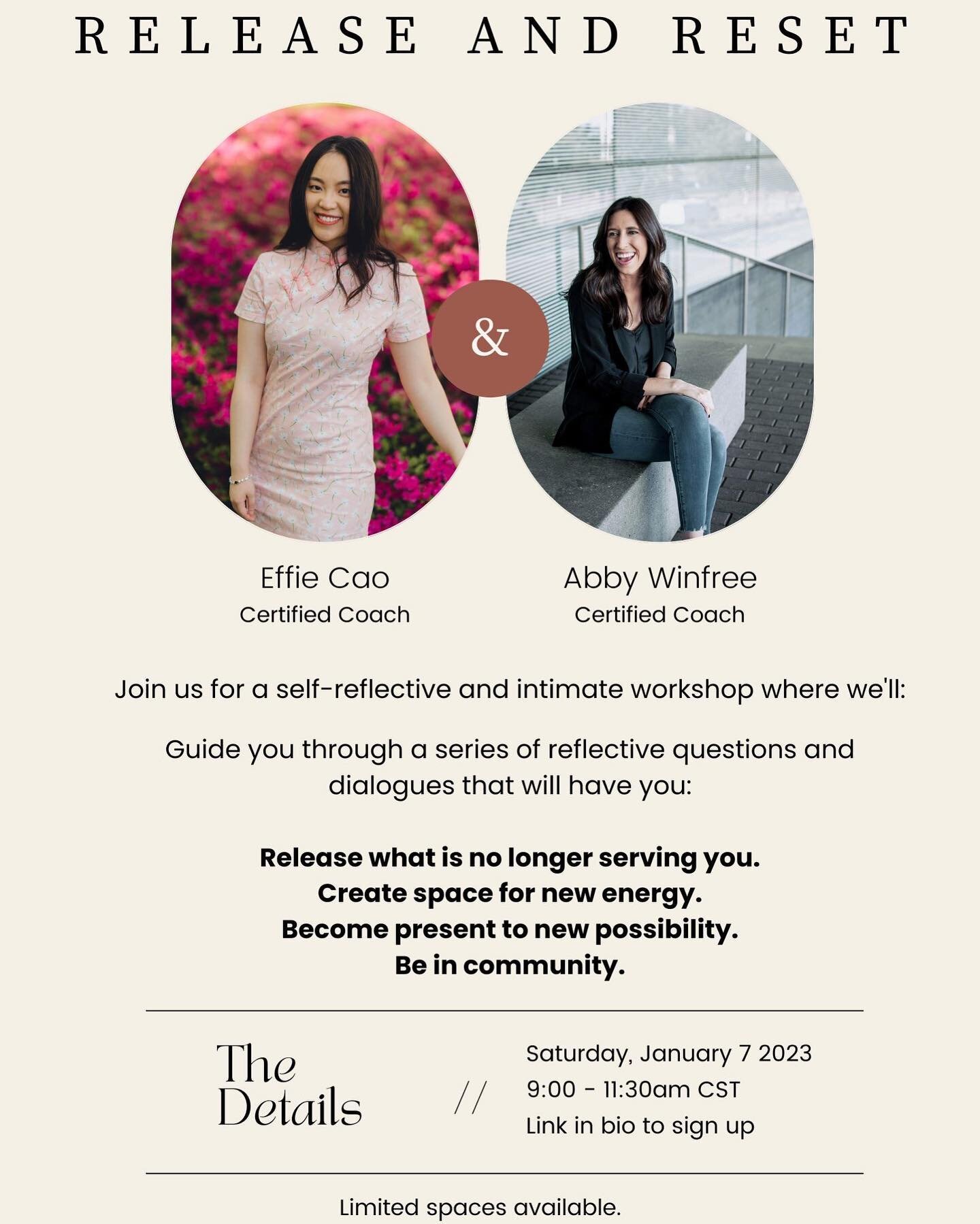 Hello community! What a year it has been! As my fellow coach Abby Winfree @spacetobecoaching and I reflect on this year&rsquo;s journey and ways to prepare ourselves better for the new year, we decided to create an intimate workshop with the communit