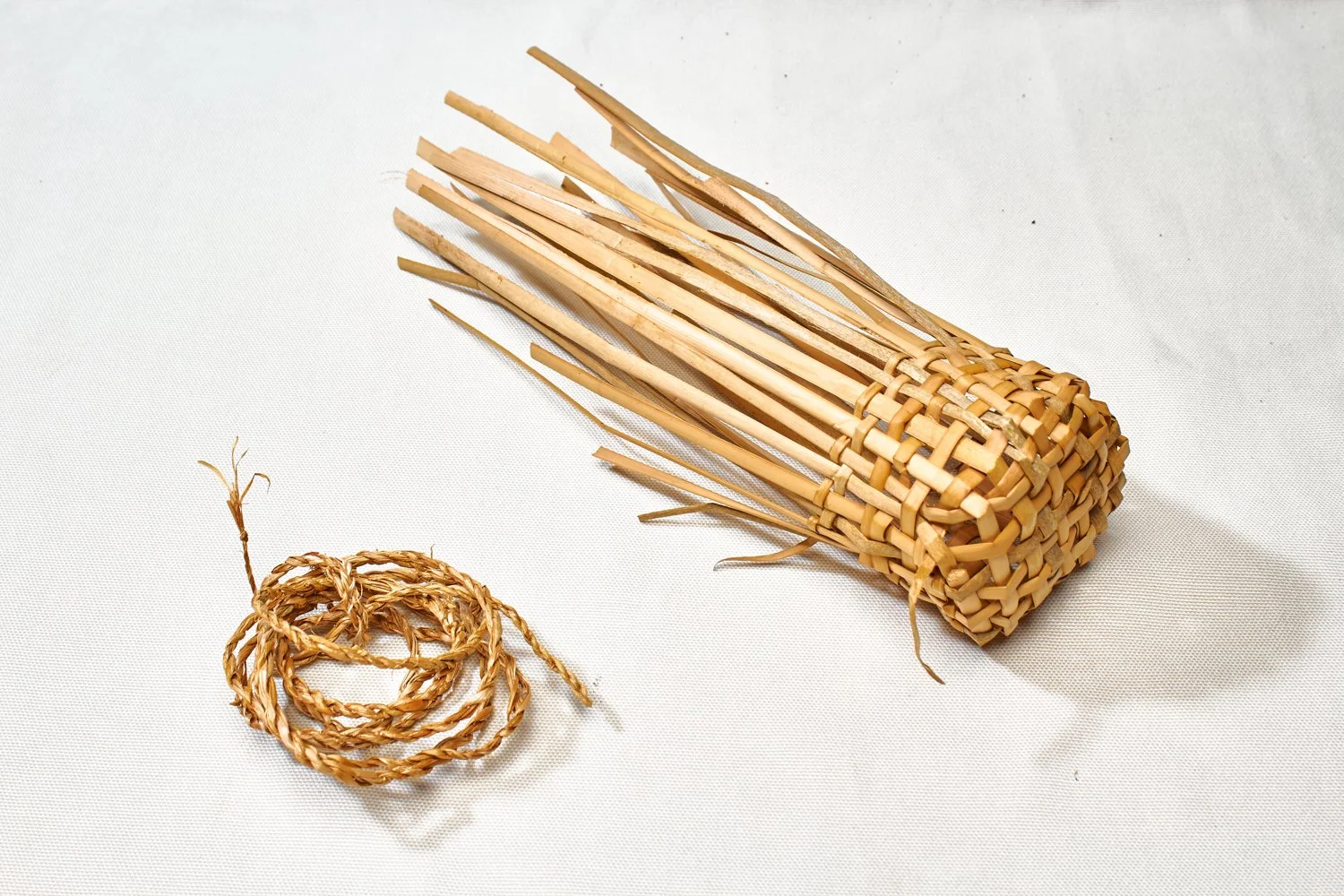Cattail, cordage and basket