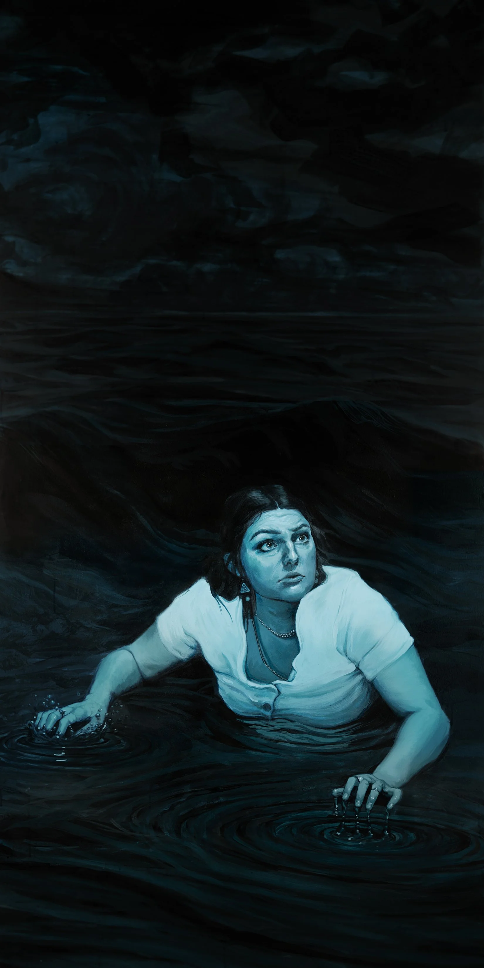 'Till Blue in the Face, Acrylic on panel, 35"x70", 2023