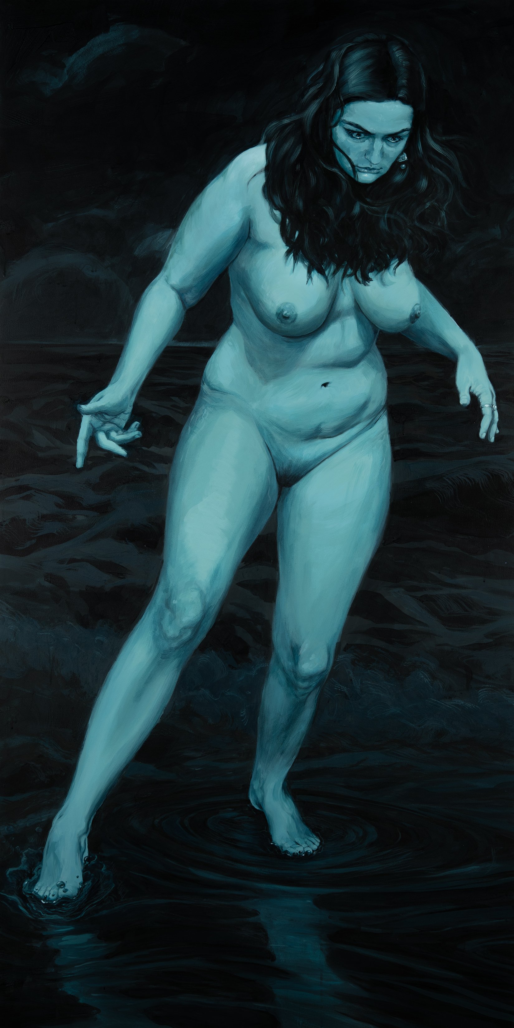 He Lied, Acrylic on Panel, 35"x70", 2023