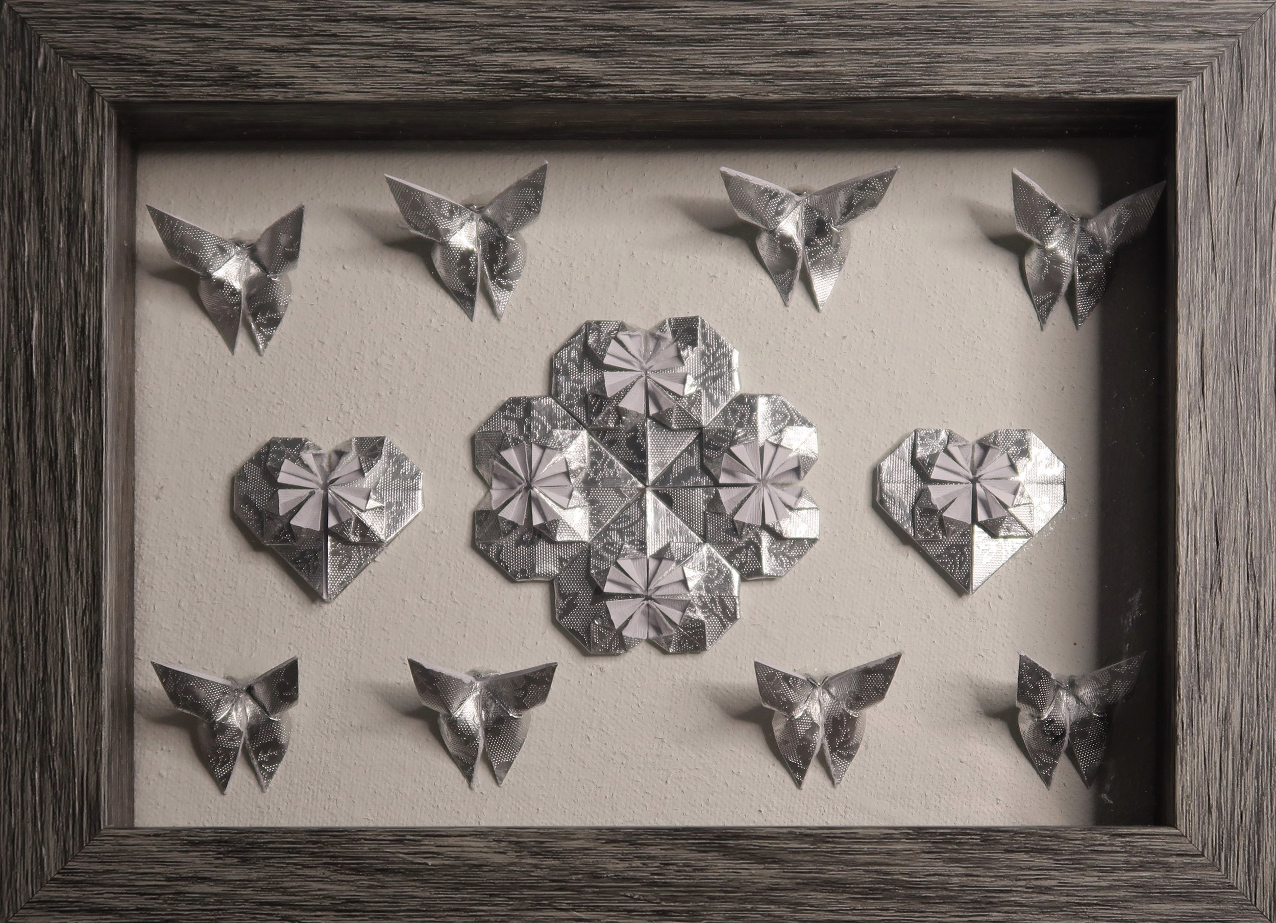 Silver Foil Hearts and Butterflies (5x7) $95