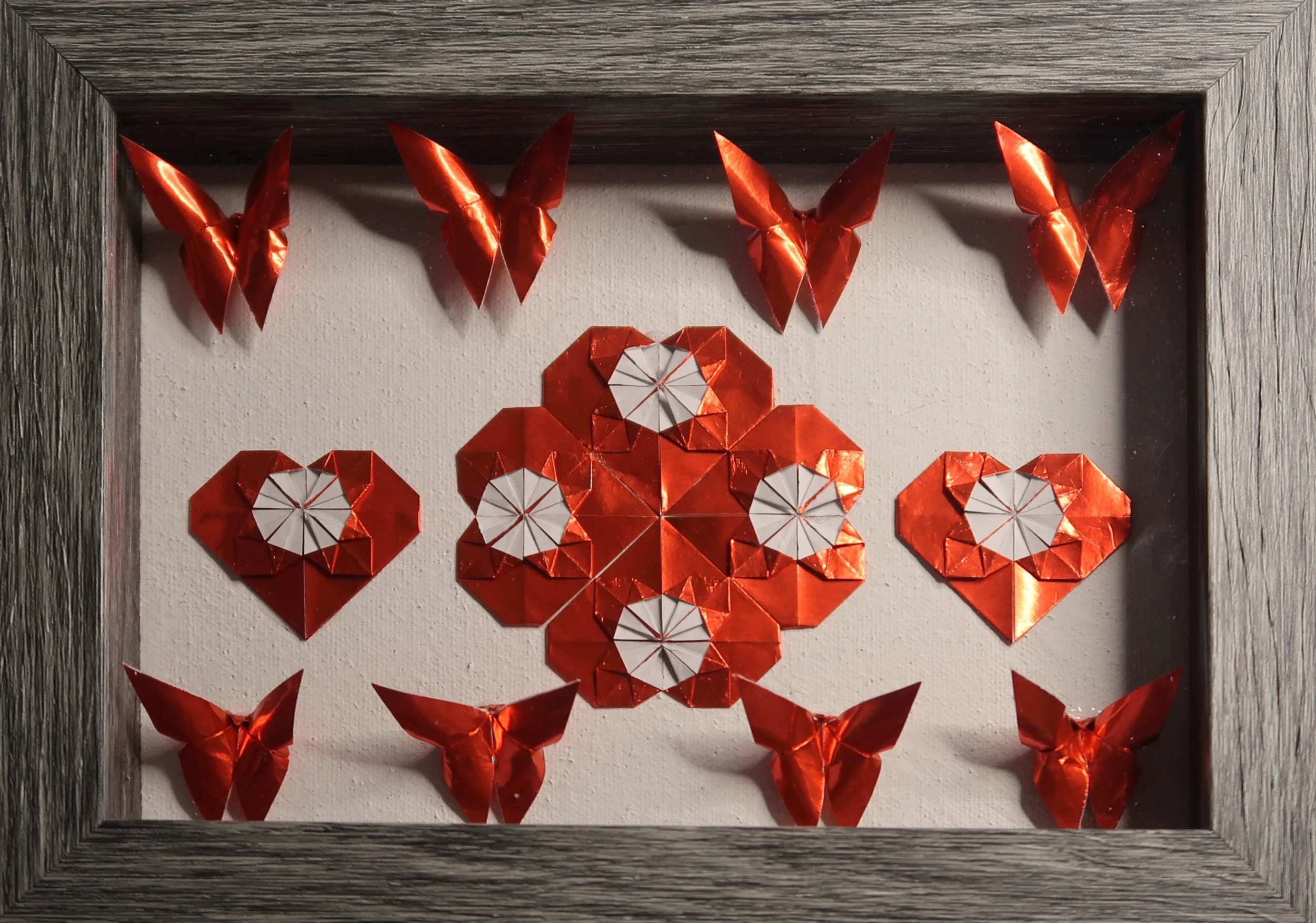 Origami Red Foil Hearts and Butterflies (5x7)