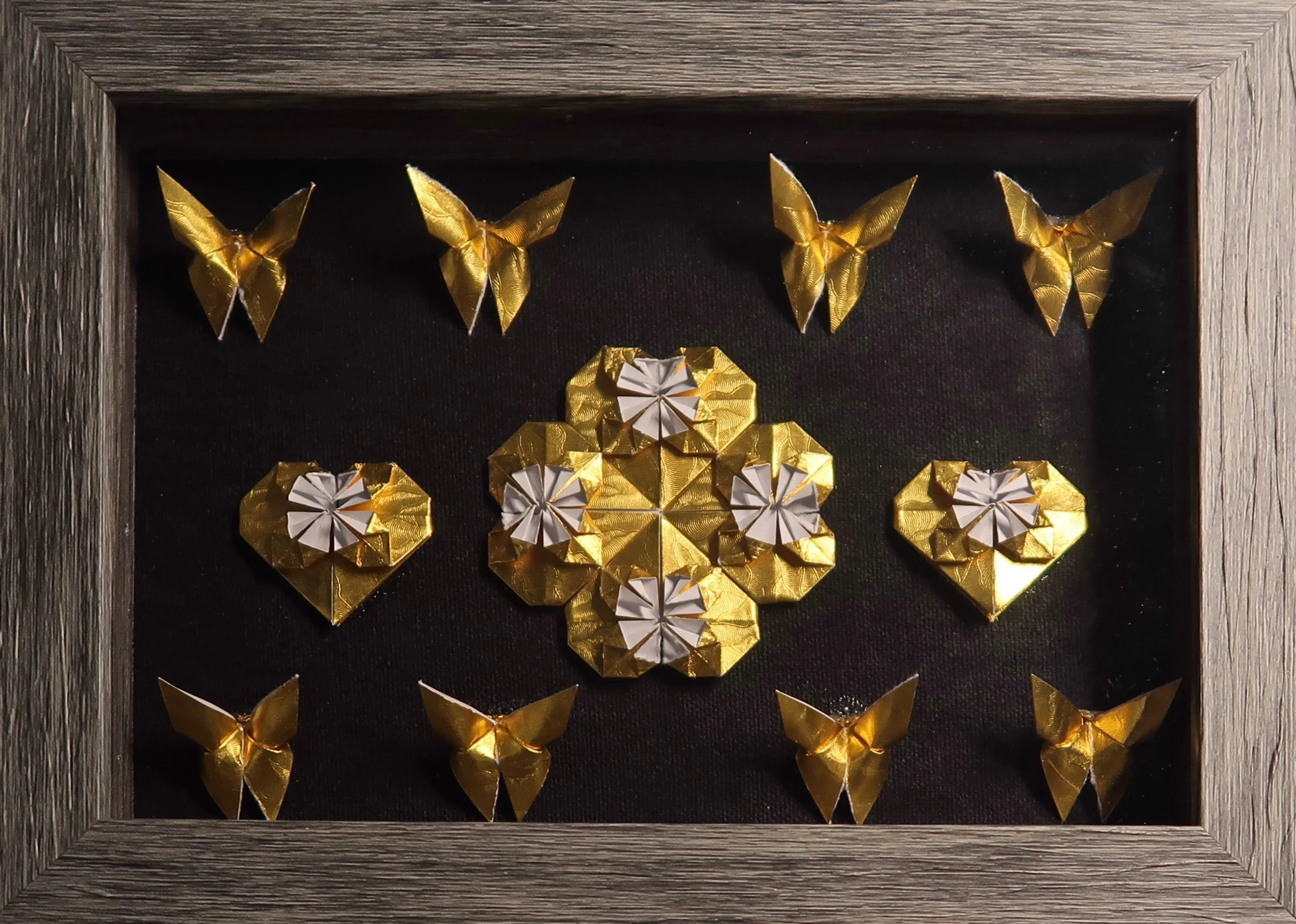 Origami Gold Foil Hearts and Butterflies (5x7)