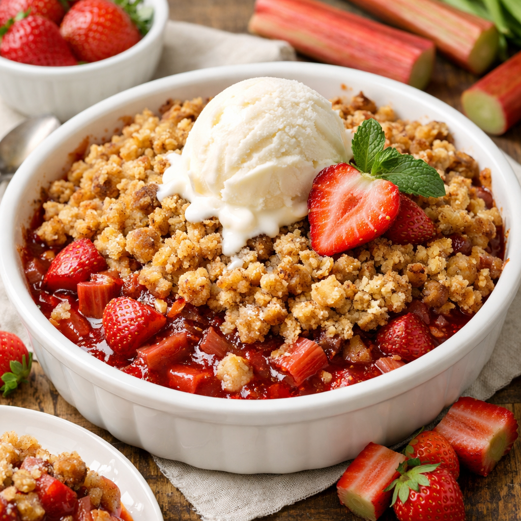 Baked Strawberry Rhubarb Oat Crumble