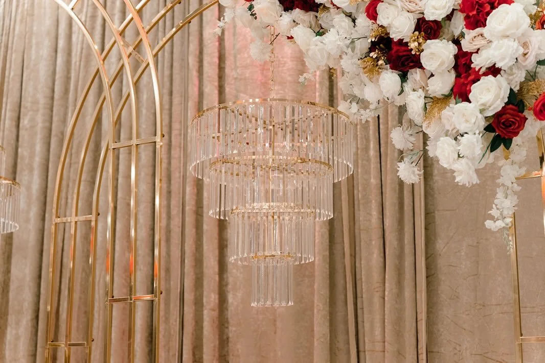 How gorgeous are our new chandeliers a s velvet beige drapes 😍

Photos @palmtreewedding 
Venue @sainteliascentre