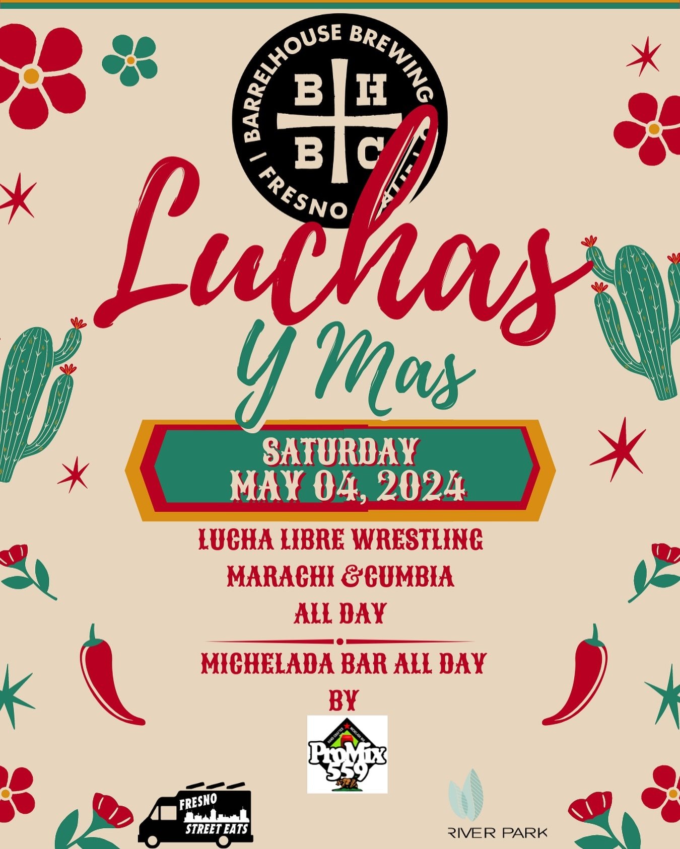 Luchas Y M&aacute;s🍻
Join us all day for Micheladas, Live Music, &amp; Good Times! 
All day starting at 11am - Midnight 🌶️
Cheers ✨
#goodpeoplegoodtimesgreatbeer