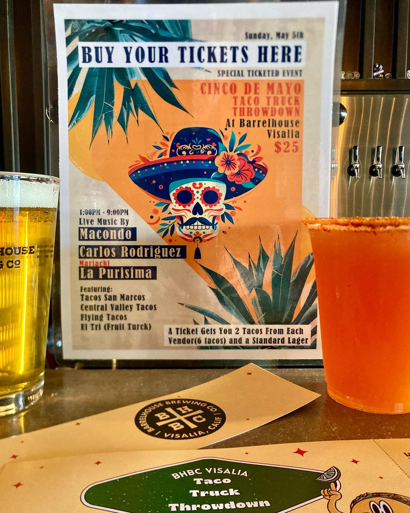 This Sunday we have Cinco De Mayo covered, featuring our first ever Taco Truck Throw down! Including live music and a raffle.
Tickets are still available and include 6 free Tacos and a crisp Standard Lager to wash it all down. Don&rsquo;t miss out an