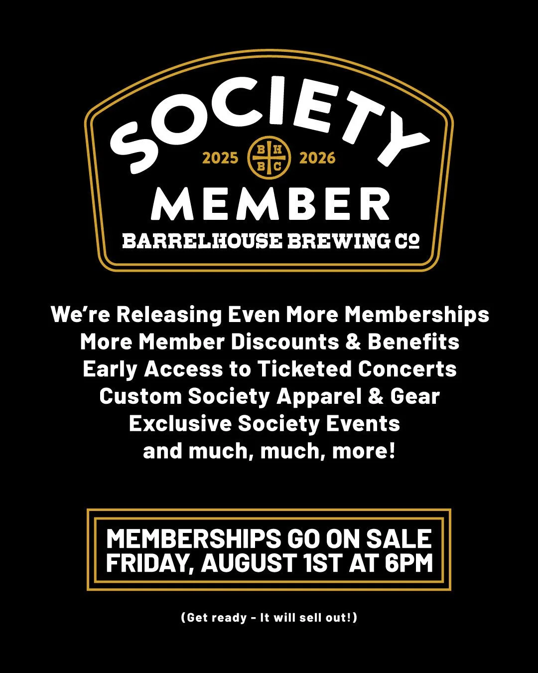 🔥 SOCIETY SIGN-UPS GO LIVE FRIDAY, AUGUST 1ST at  6PM!
New members—this is your year. We’ve leveled up across the board:
• All draft beers now discounted, not just what’s in your Society glass
• Early access to amphithea