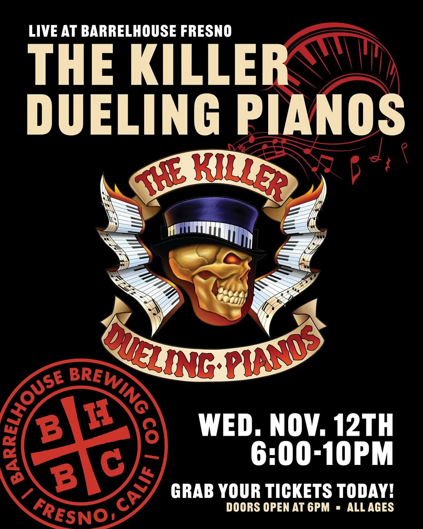 🎹🔥 FRESNO, GET READY! 🔥🎹
The Killer Dueling Pianos are bringing the ultimate sing-along, dance-all-night, epic piano battle to town! 
Wednesday, Nov 12th
Doors at 6pm
All ages welcome
Limited space – visit our link in bio to grab your ti