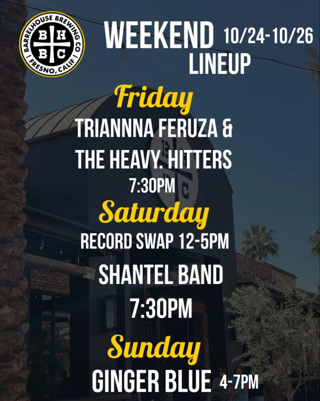 Weekend Line up is here! 🎵✨
Grab a seasonal brew or your favorite staple! 🍻
See ya soon!
Cheers✨
#goodpeoplegoodtimesgreatbeer