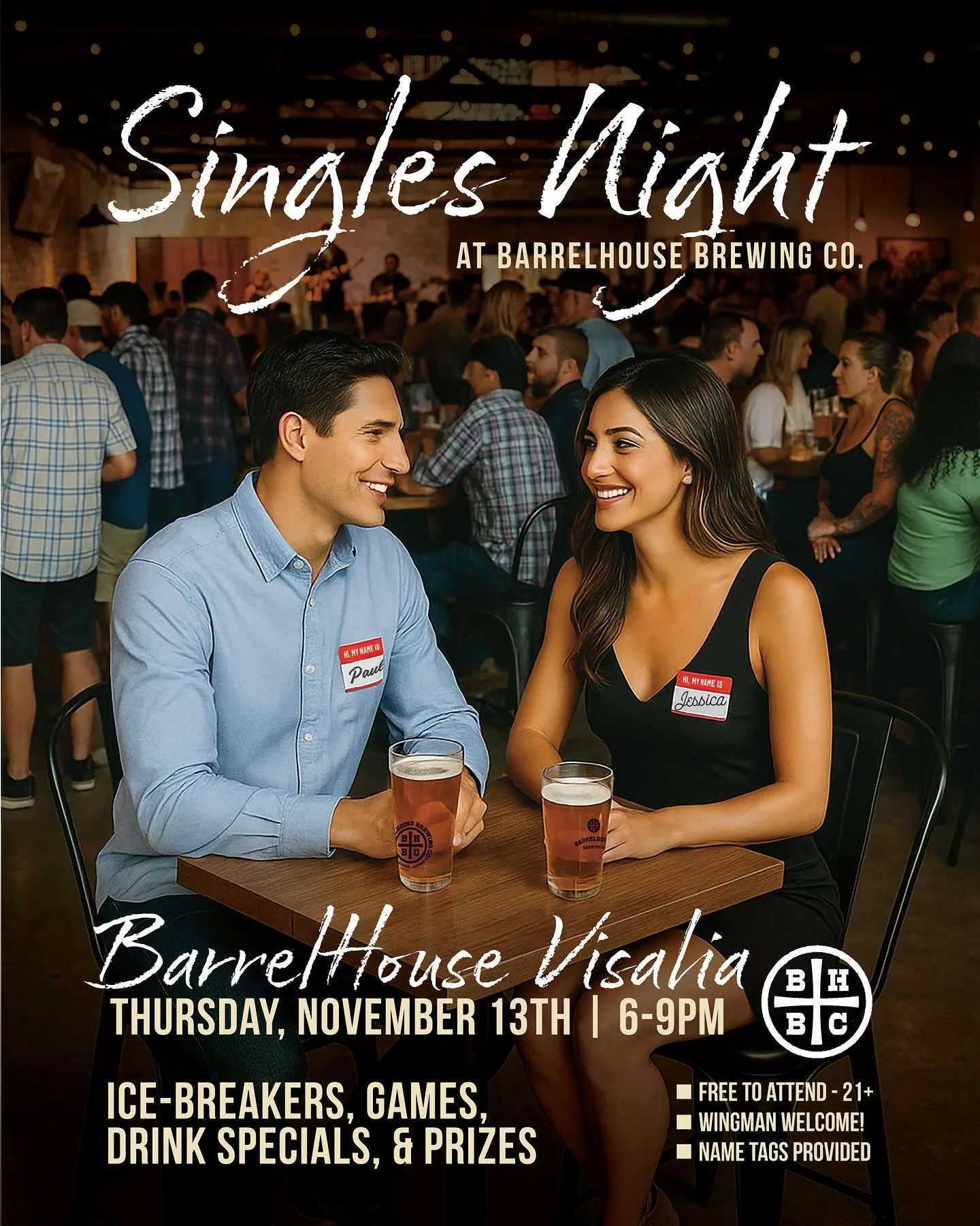 Cupid called &mdash; he&rsquo;s clocking in early this year 😏

Join us at BarrelHouse Visalia for our FIRST-EVER Singles Night on Thursday, Nov. 13 | 6&ndash;9PM!

Meet someone new, grab a beer, and maybe even win a date night for two at Mulligans I