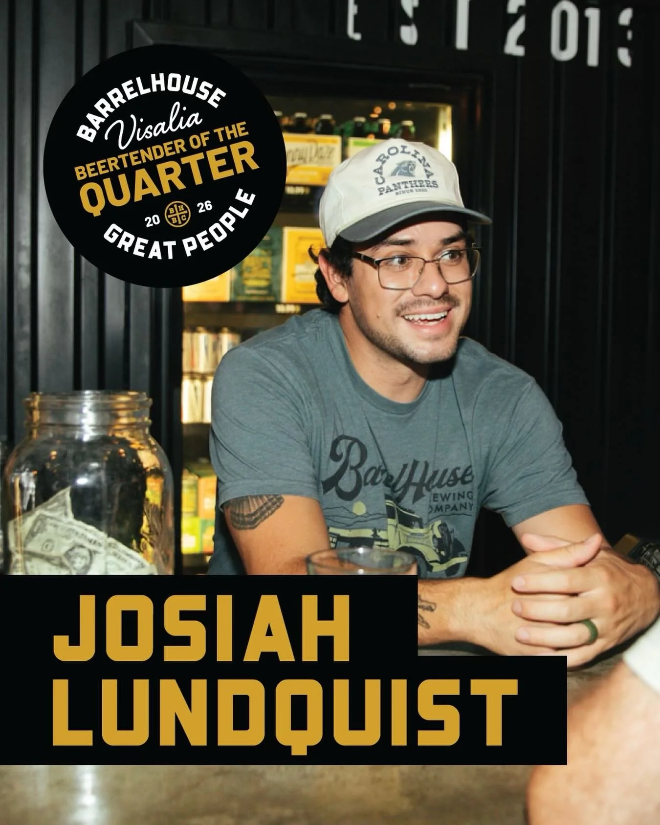Congratulations to Josiah &mdash; our Beertender of the Quarter! 

Josiah rises to the occasion every single time &mdash; big stuff, small stuff, and everything in between. Whether he&rsquo;s jumping in to help with bingo, hustling behind the bar to 