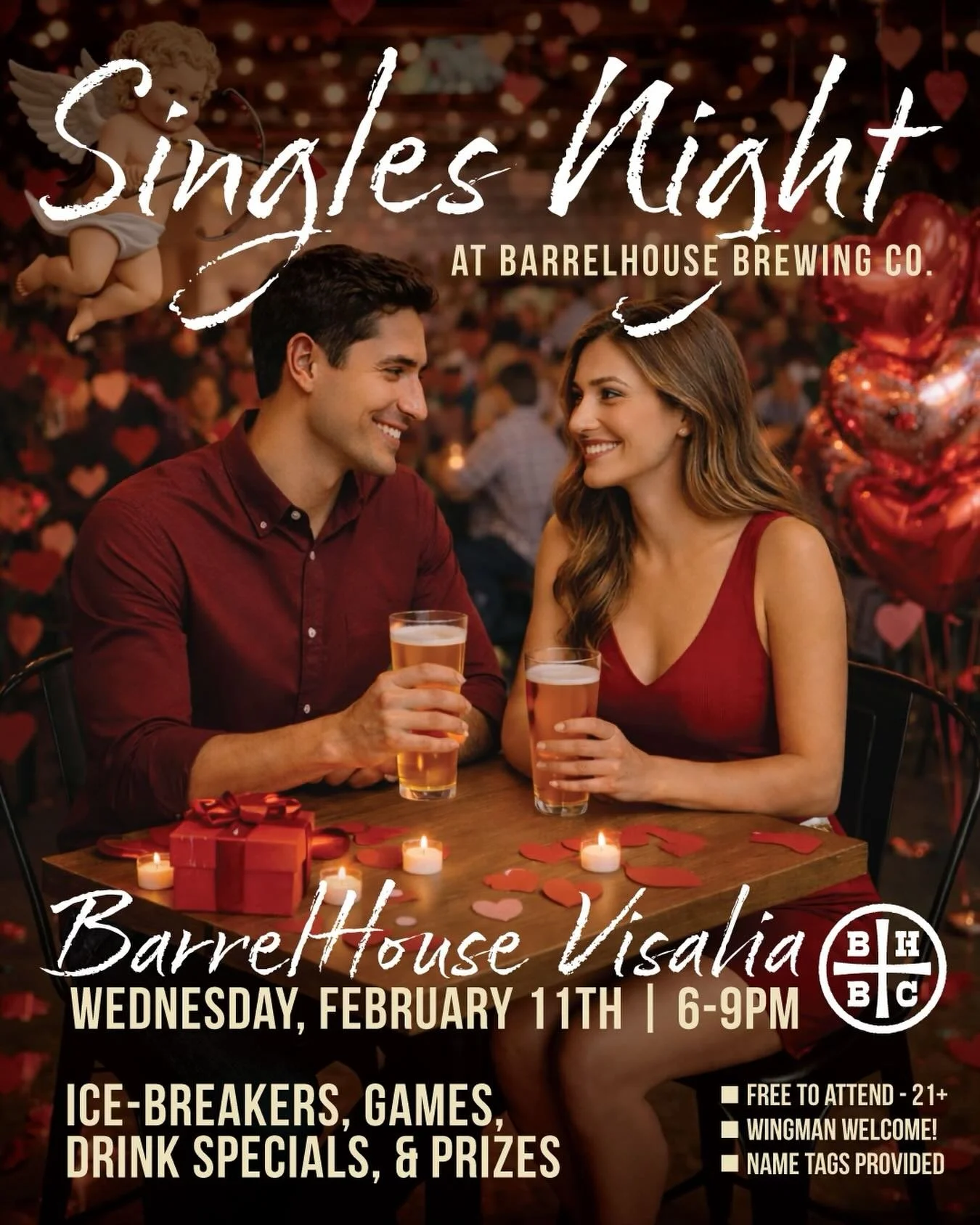 Love is in the air 💌
Singles Night is back &amp; just in time for Valentine&rsquo;s Day!! 
Hosted by Cupid 🏹

Join us for ice breakers, games, prizes &amp; drink specials🍻
⏰Wednesday February 11th 6-9pm 
Wingmen Welcome 🪽
Must be 21+! 

See ya so