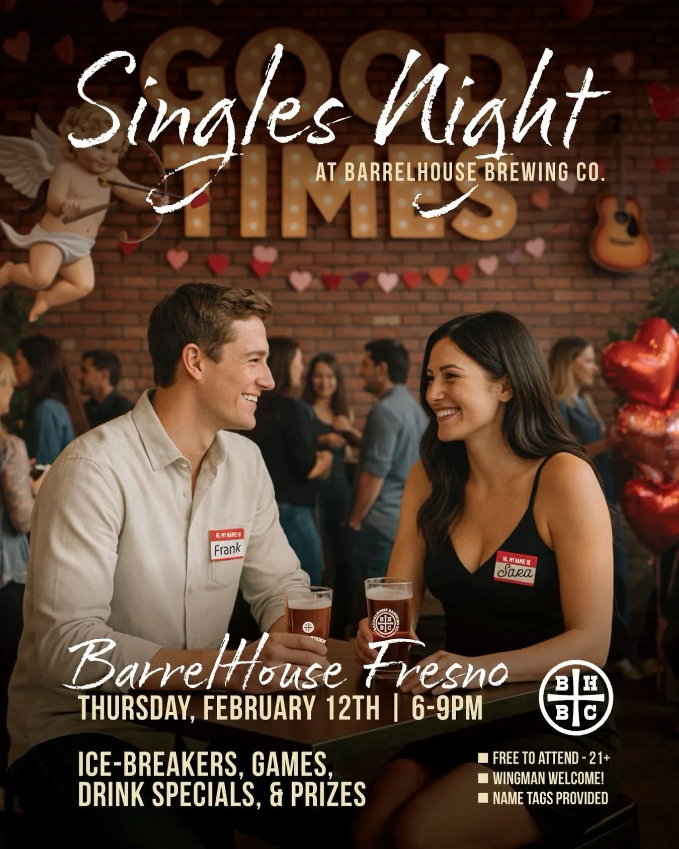 LOVE AT FIRST SIP 💌
Valentine&rsquo;s Day Singles Night at BHBC

📅 February 12th ⏰ 6&ndash;9 PM 🏹 Hosted by Cupid
Looking for love&mdash;or just a great night 
Come single. Leave smitten&hellip;.
Must be 21+
 Join us for a Valentine&rsquo;s-themed