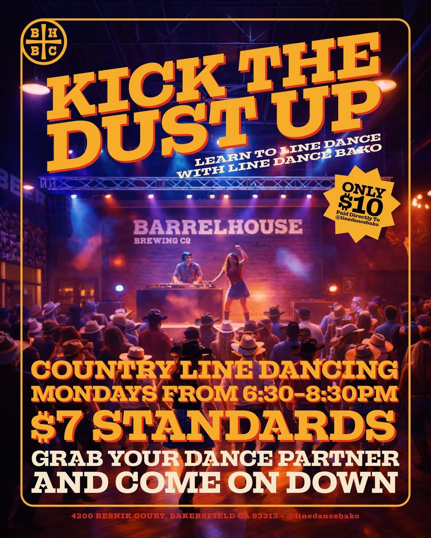Kick The Dust Up, Bako! 🤠🔥
It starts TONIGHT at BarrelHouse Bakersfield.

Country Line Dancing Mondays are officially on. Whether you&rsquo;ve got two left feet or you&rsquo;re ready to show off, Line Dance Bako has you covered with easy-to-follow 