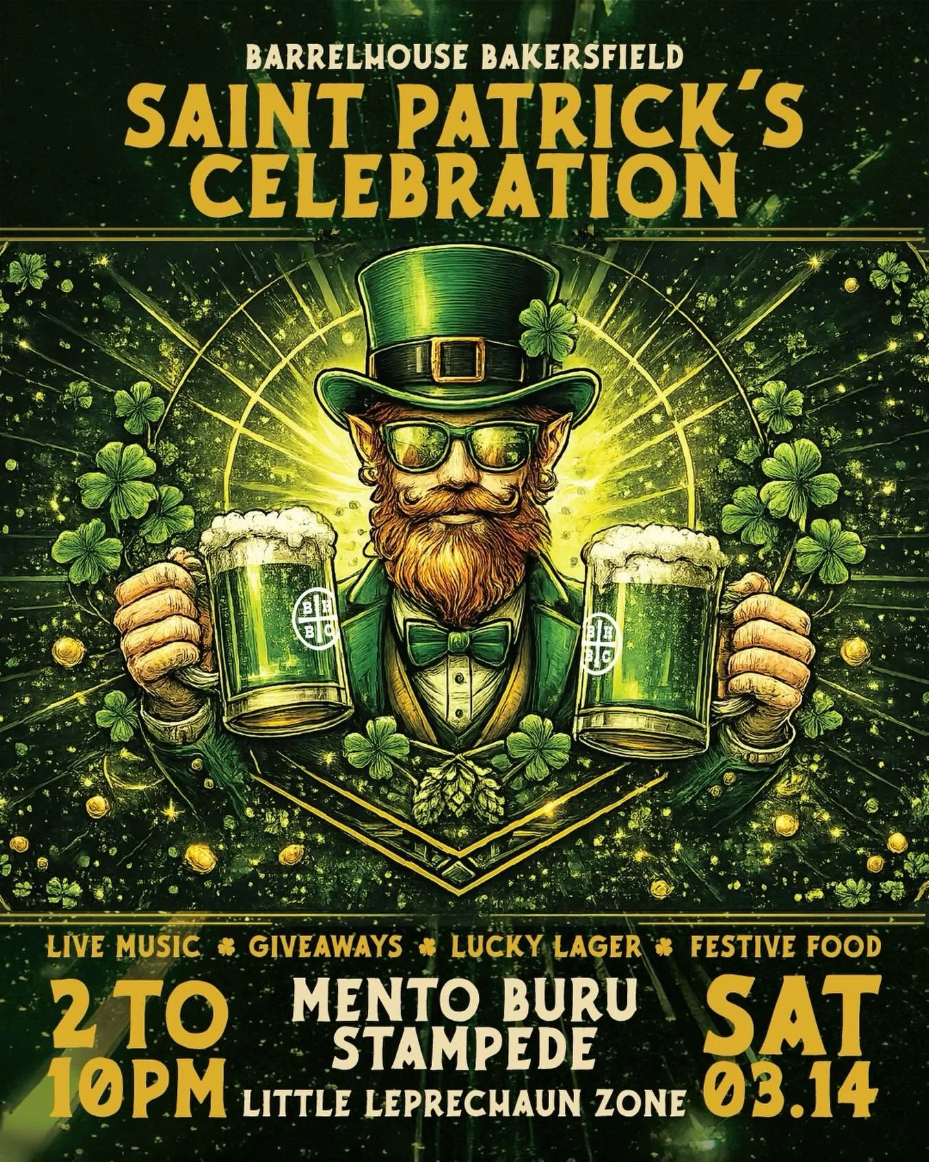 Let&rsquo;s get LUCKY Bako! ☘️🍻

Join us Saturday, March 14 from 2&ndash;10 PM as Mento Buru and Stampede take over the stage for an all-day St. Paddy&rsquo;s celebration packed with great beer, festive food, and high-energy good times.

🎶 Mento Bu