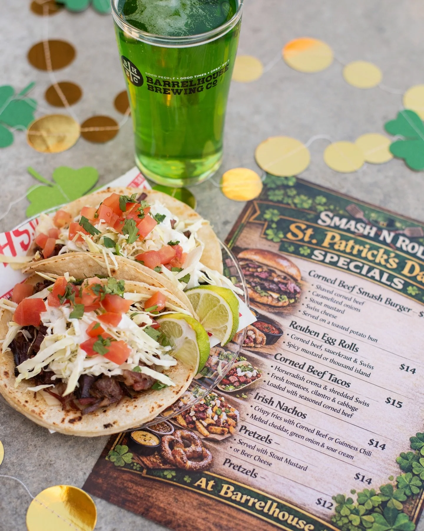 St. Patrick&rsquo;s Day at BarrelHouse is almost here, and Smash &amp; Roll is coming in hot with a full lineup of festive eats. ☘️

We&rsquo;re talking corned beef smashburgers, corned beef tacos, loaded corned beef fries, and salty pretzels &mdash;