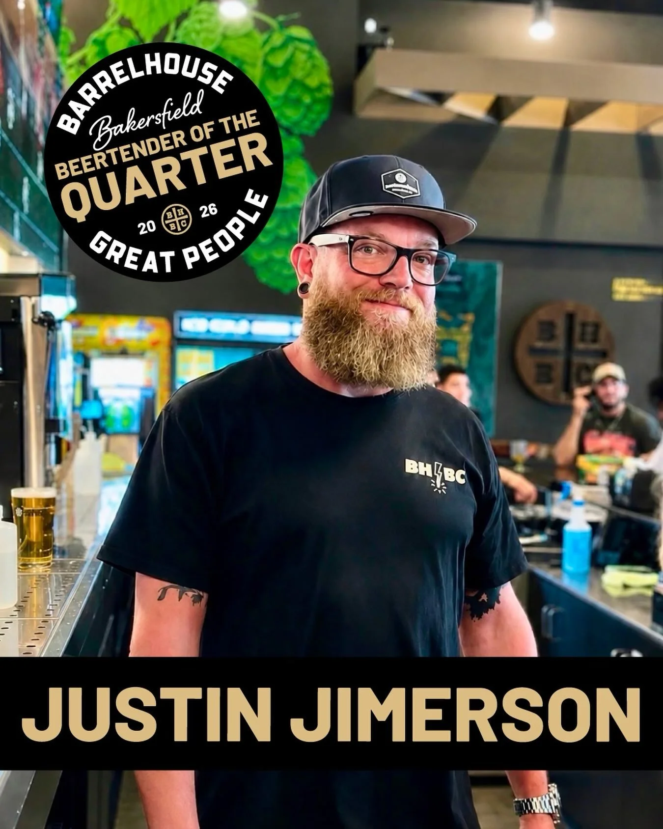 Please join us in congratulating Justin from our BarrelHouse Bakersfield taproom on being named Beertender of the Quarter! 👏

Justin is the kind of teammate every taproom hopes to have. He consistently goes above and beyond to make every guest feel 