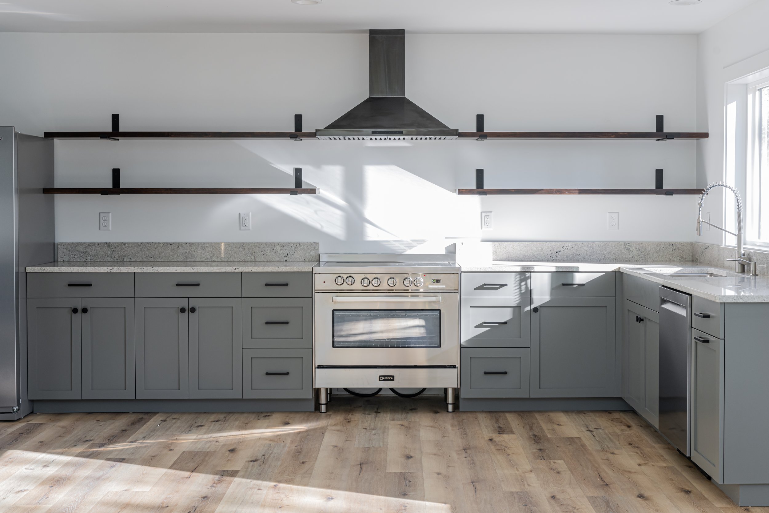Asheville Interior Design - Modern Floating Shelves Kitchen