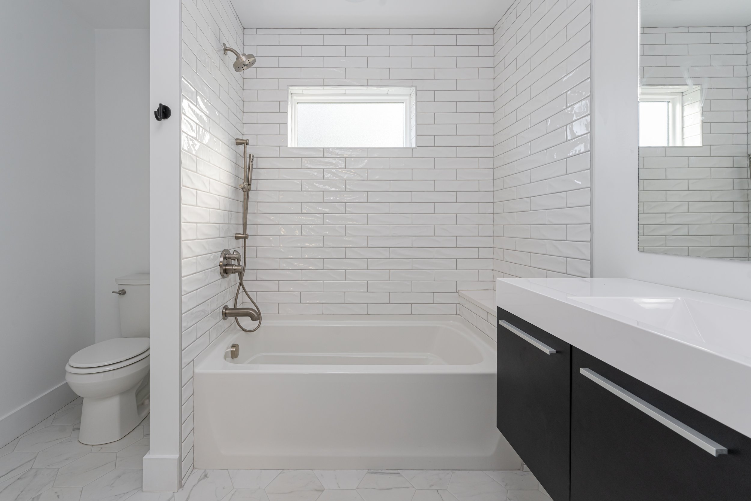 Asheville Interior Design - Modern Guest Bathroom Subway Tile