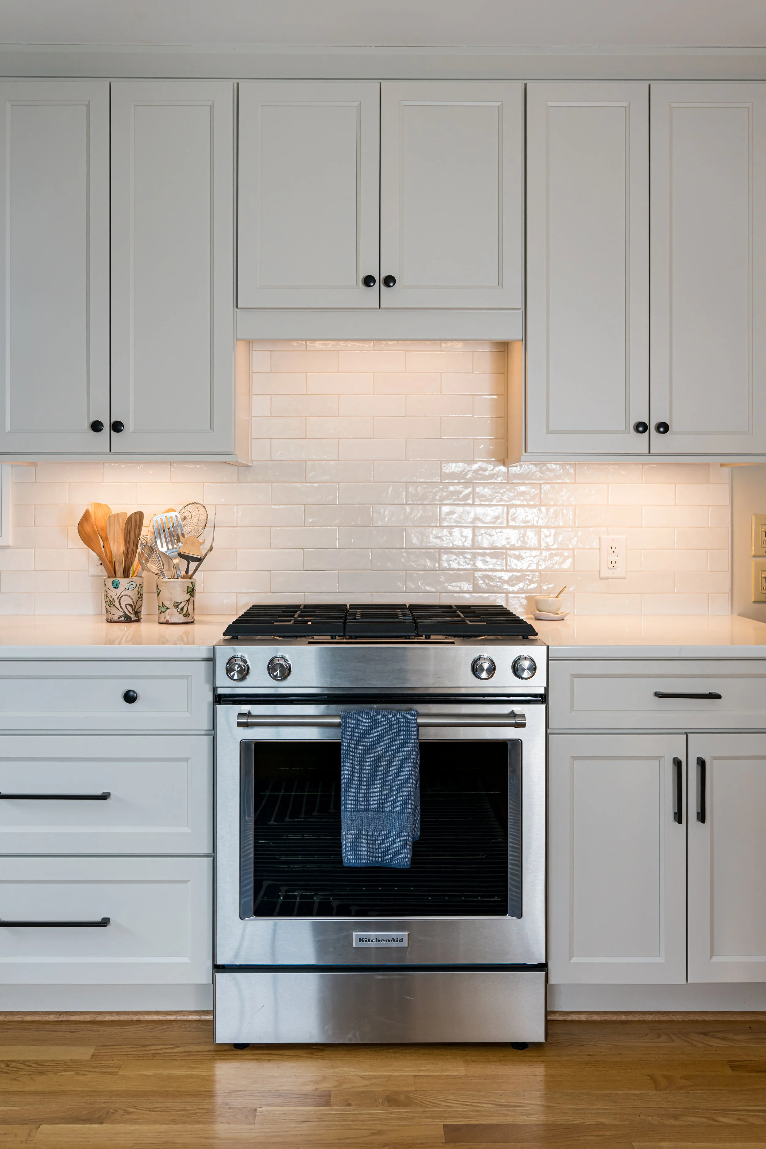 Photo by Ryan Theede Photography - Modern colorful cottage kitchen - Asheville, NC Interior Design