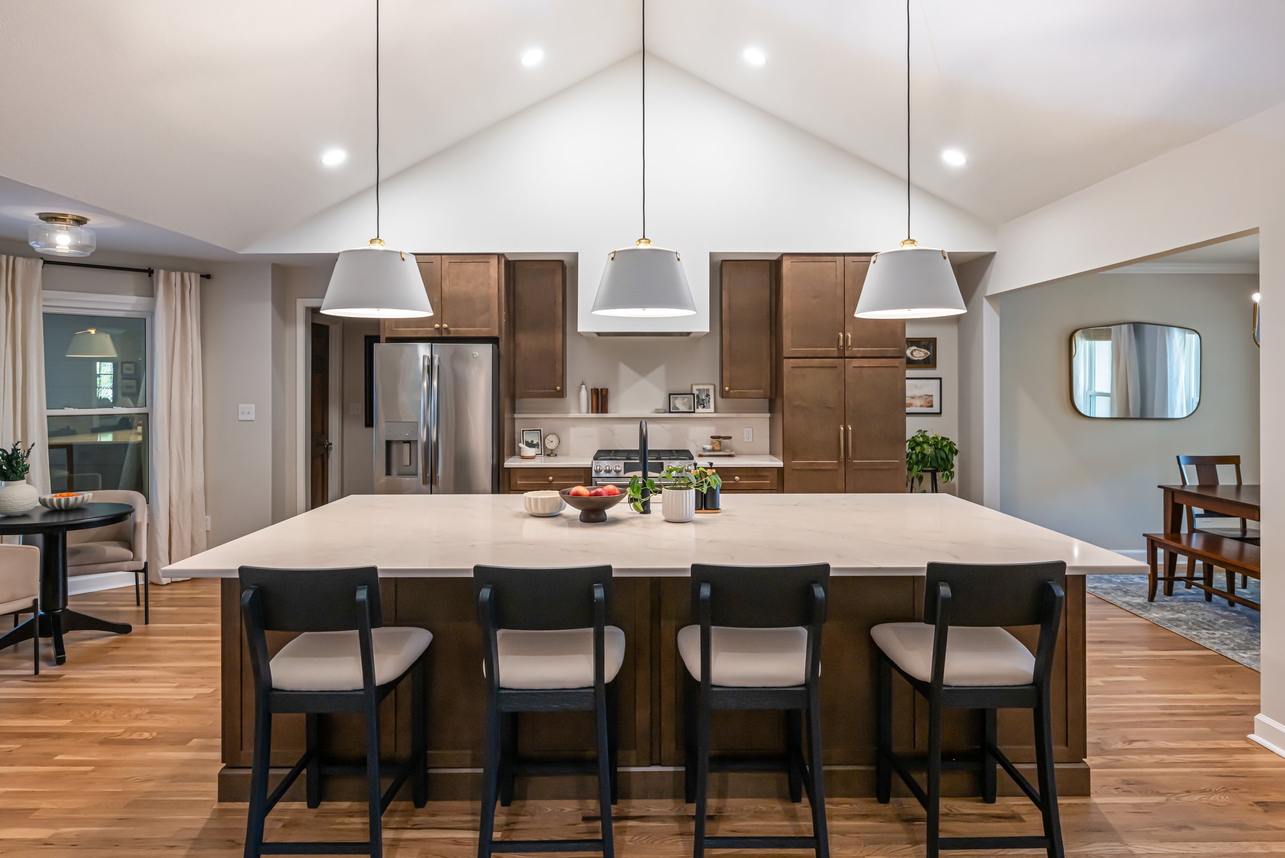 Construction by Semper Fi - Photo by Ryan Theede Photography - Asheville Interior Design - Open Concept Kitchen Renovation - Large Island