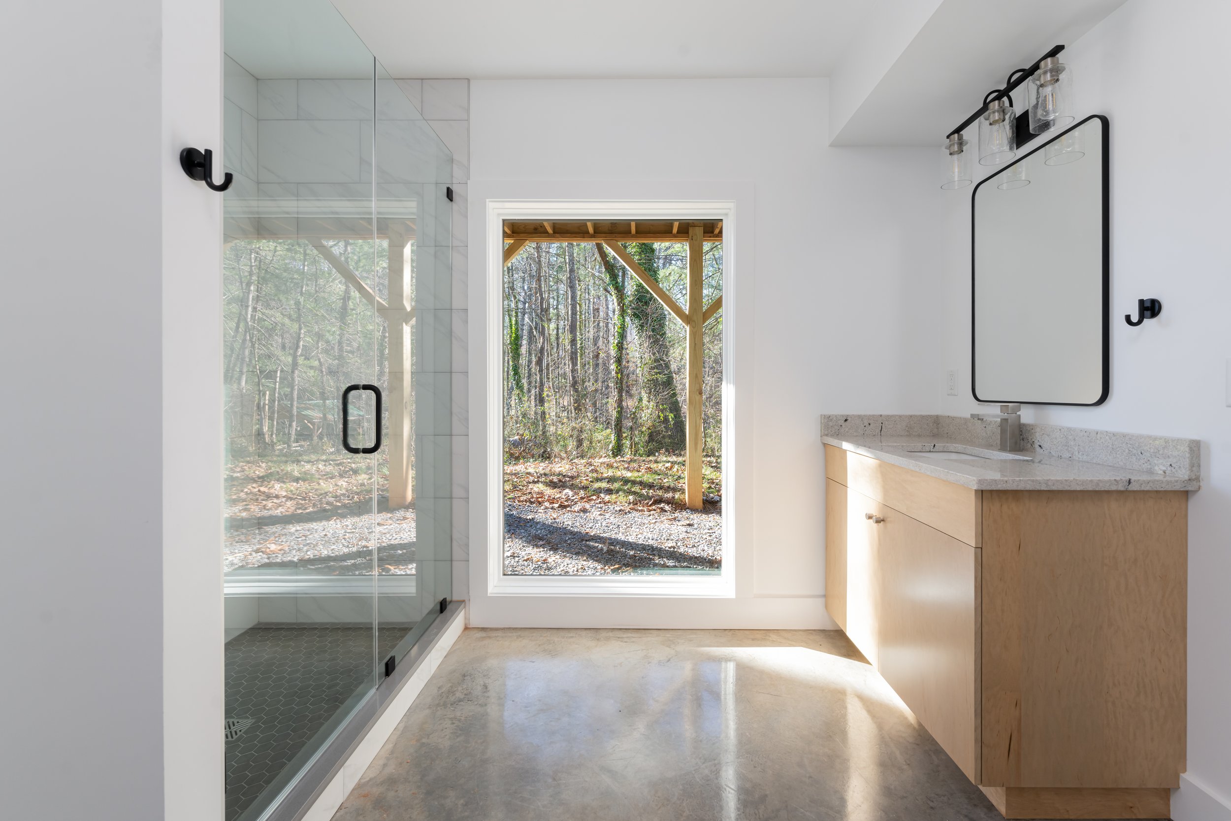 Asheville Interior Design - Modern Basement Bathroom + Natural Light