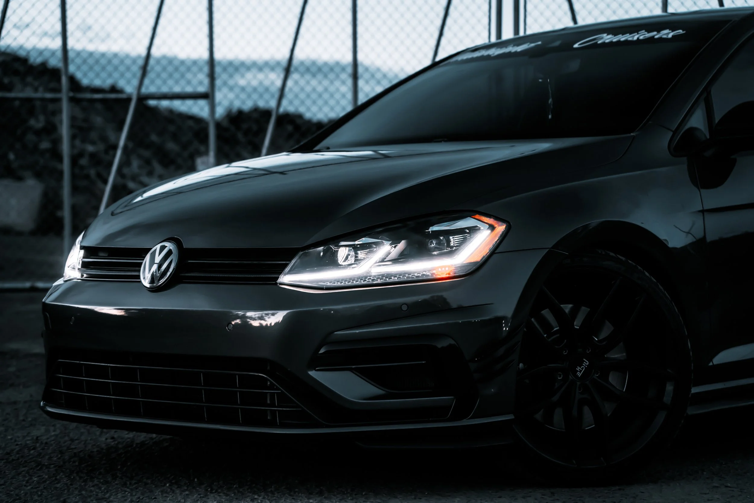 Close up image of front of Volkswagen Golf | Edmonton automotive photographer DarkShark Media