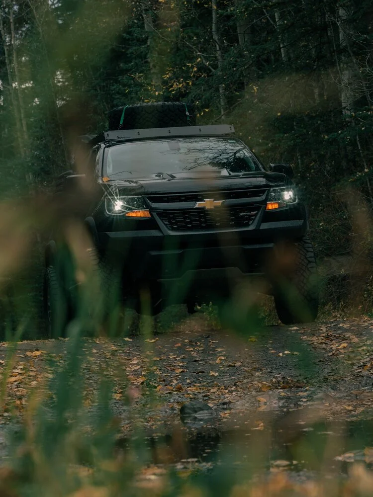 Chevrolet Colorado ZR2 behind bushes | Edmonton automotive photographer DarkShark Media