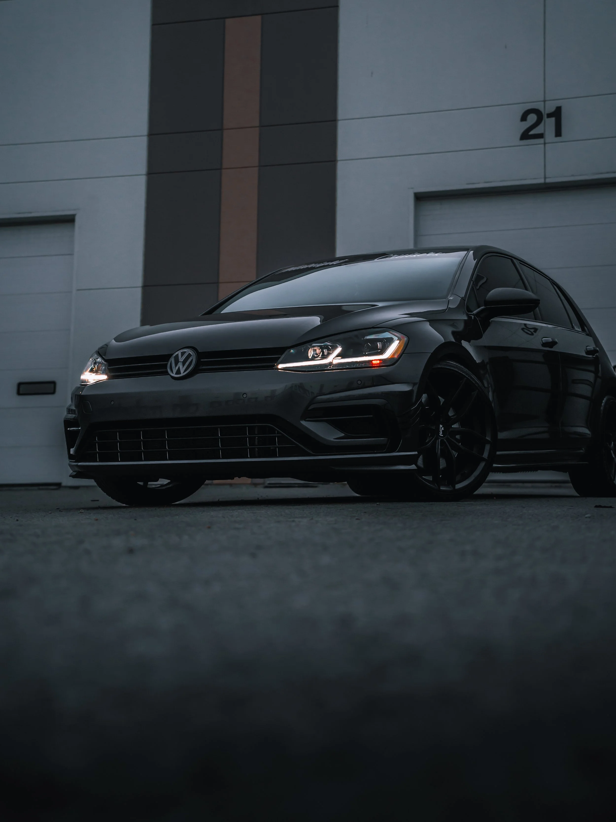 Volkswagen Golf parked at warehouse in Edmonton | Edmonton automotive photographer DarkShark Media