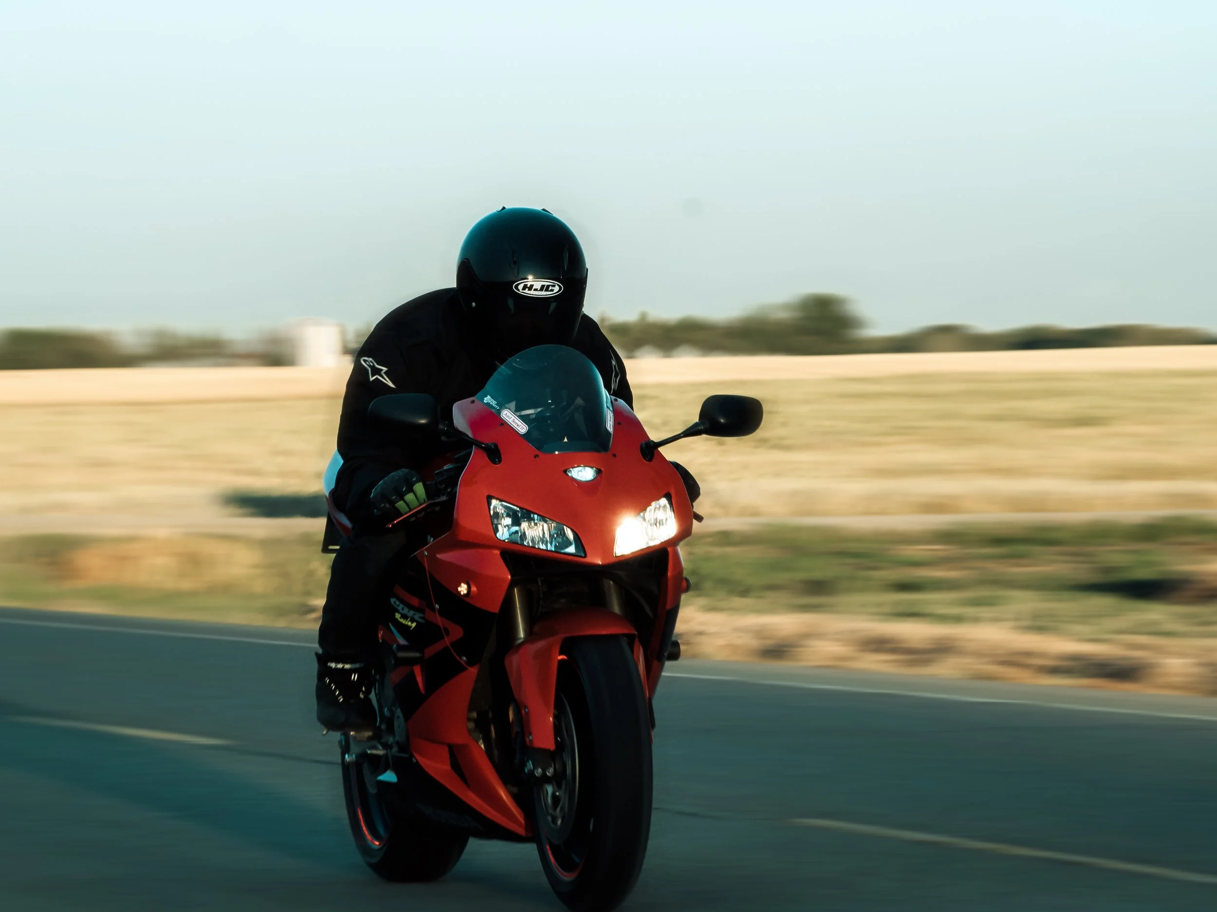 Motorcyclist rides Honda CBR past camera | Edmonton motorcycle photographer DarkShark Media