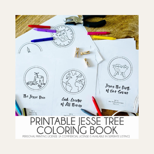 Printable Pdf Jesse Tree Coloring Book - Christmas Advent Ornament Activity from SeaAndSavor