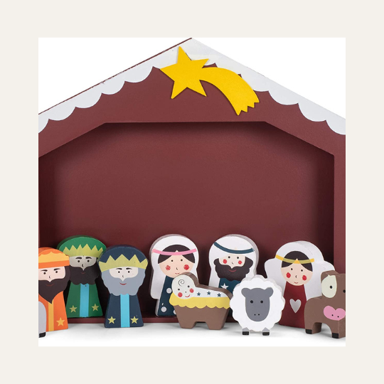 Kurt Adler Wooden Children's Nativity Set